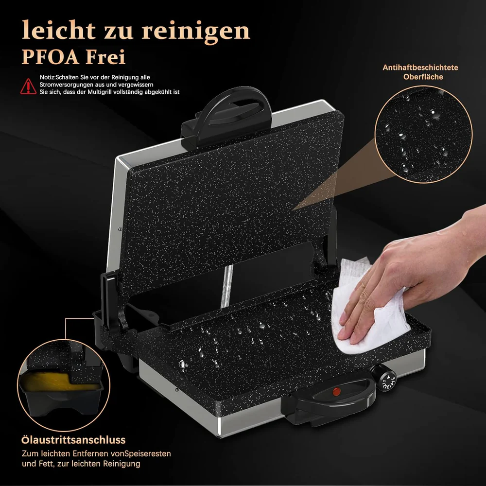 Antihaft 2000W Kontaktgrill: Edelstahl, Multi-Grill & Brotmaschine