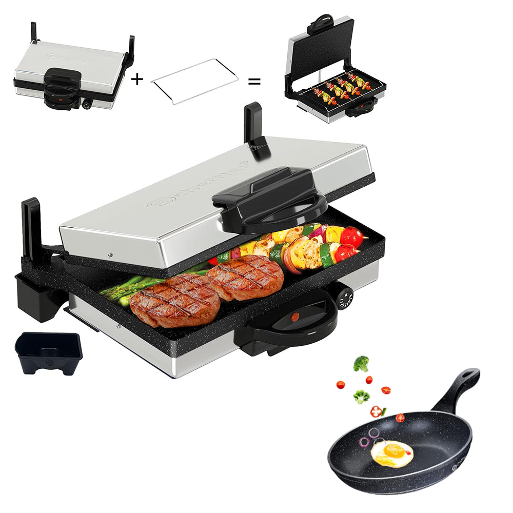 Scheffler 2000W Kontaktgrill Multi-Grill & Brotmaschine + Scheffler 24cm Bratpfanne