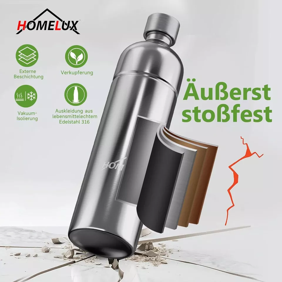 HOMELUX, Sprudelwasser Maschine, 1L PET-Flaschen, 316 Edelstahl