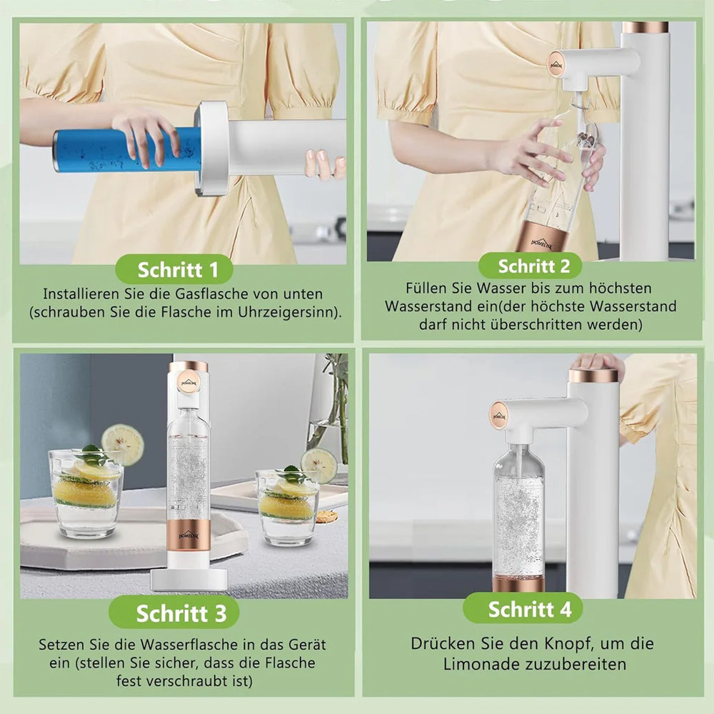 316 Edelstahl Flasche, HOMELUX Soda Maker, 1L PET-Flaschen, Sprudelwasser