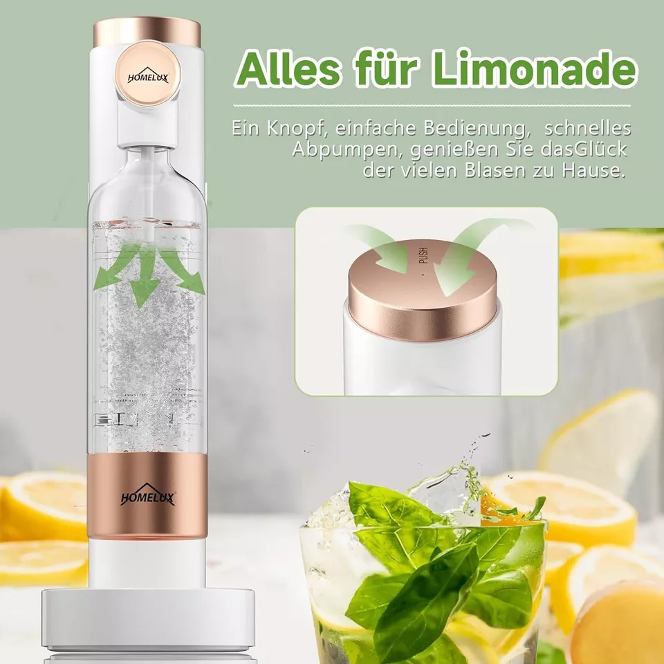 1L PET-Flaschen, HOMELUX, Edelstahl Flasche, Sprudelwasser Maschine