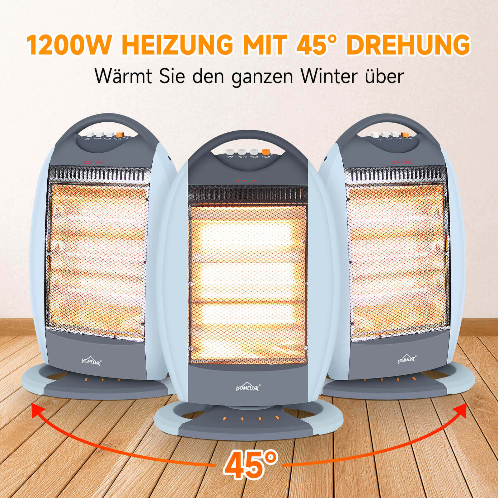 Homelux Heizstrahler mit 3 Heizstufen – Die perfekte Lösung für schnell beheizte Räume.
