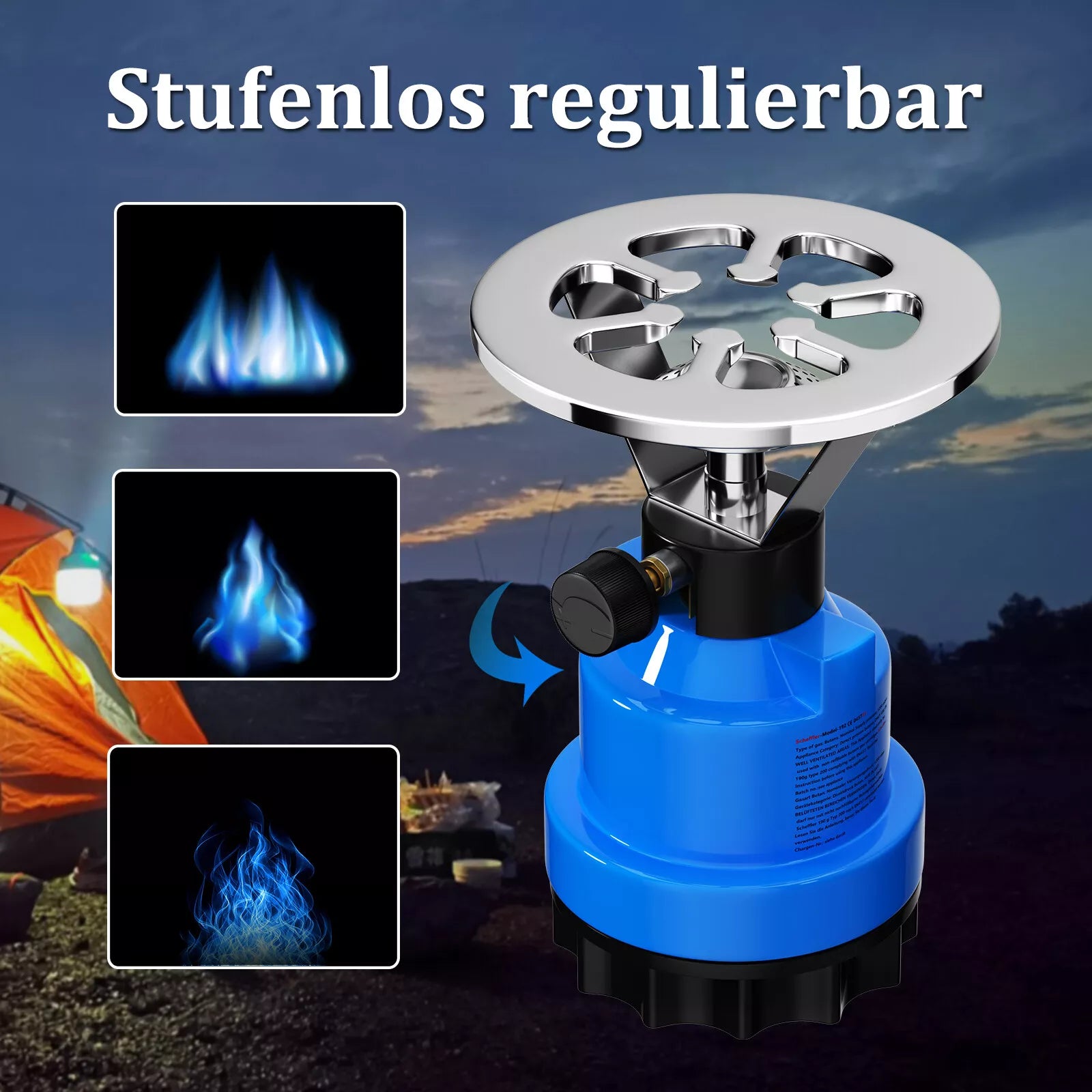 Hochwertiger Gaskocher für Camping, passt perfekt mit 190g Stechkartuschen