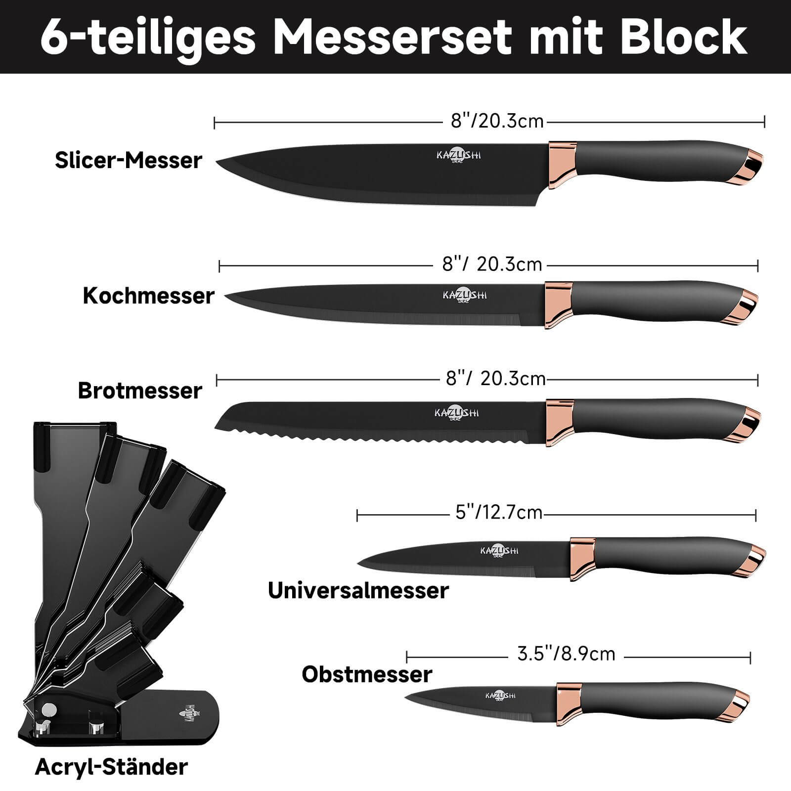 7-teiliges Messer Set mit selbstschärfendem Messerblock – Immer scharfe Klingen