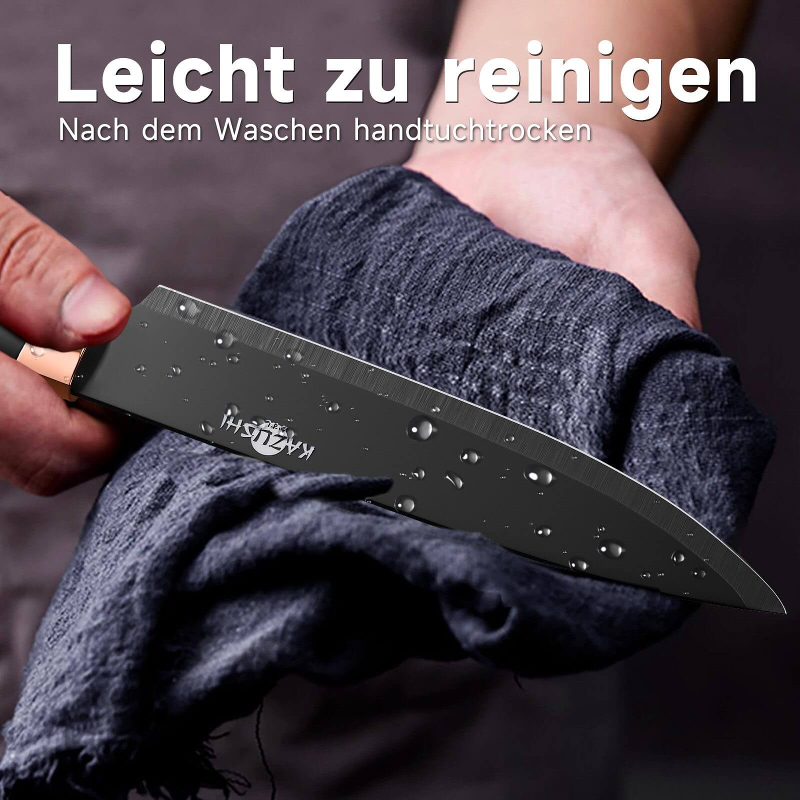 Elegantes Messer Set mit Roségold-Akzenten – Für modernes Kochen.