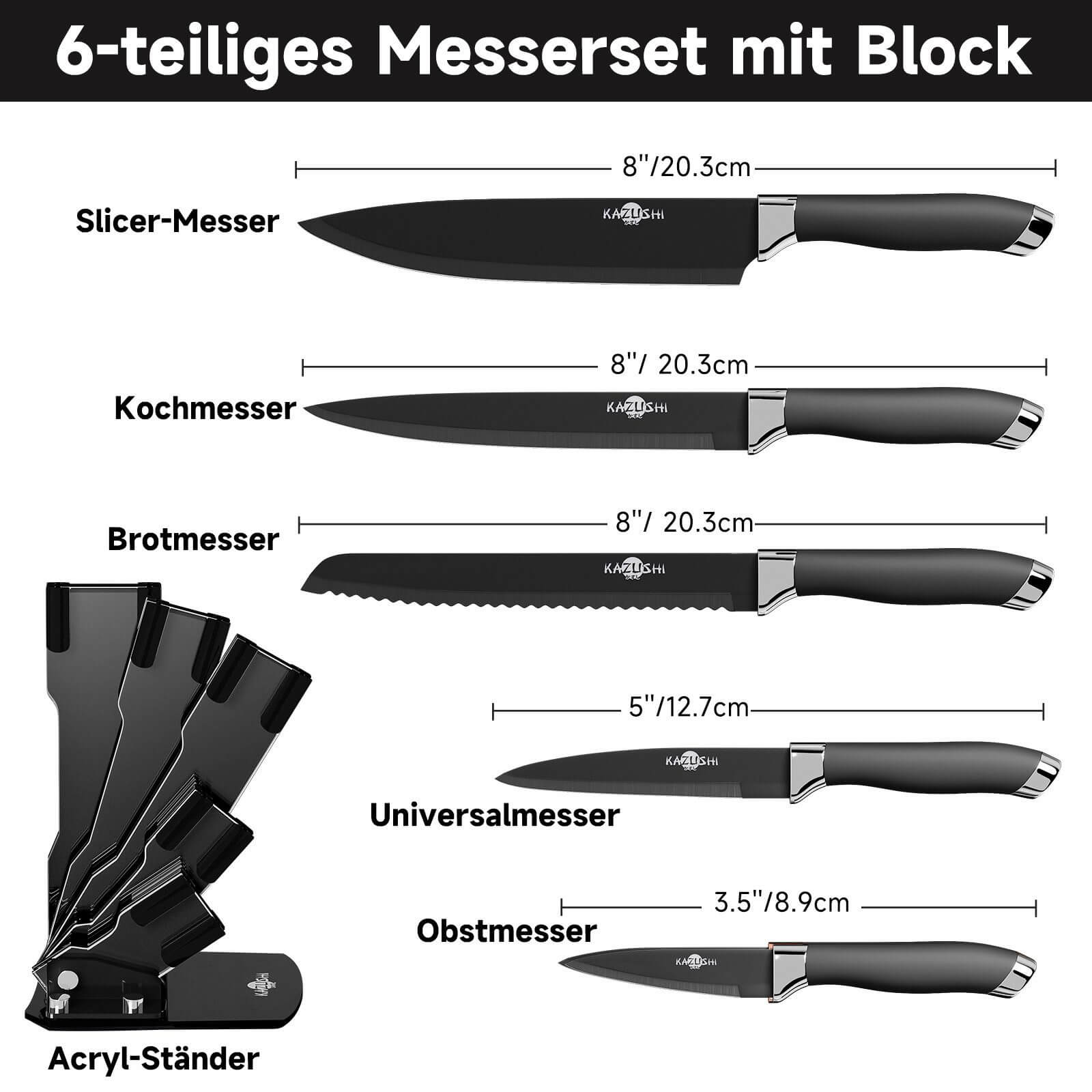 9-teiliges Messer Set mit Drehbarem Messerblock – Platzsparend und praktisch.