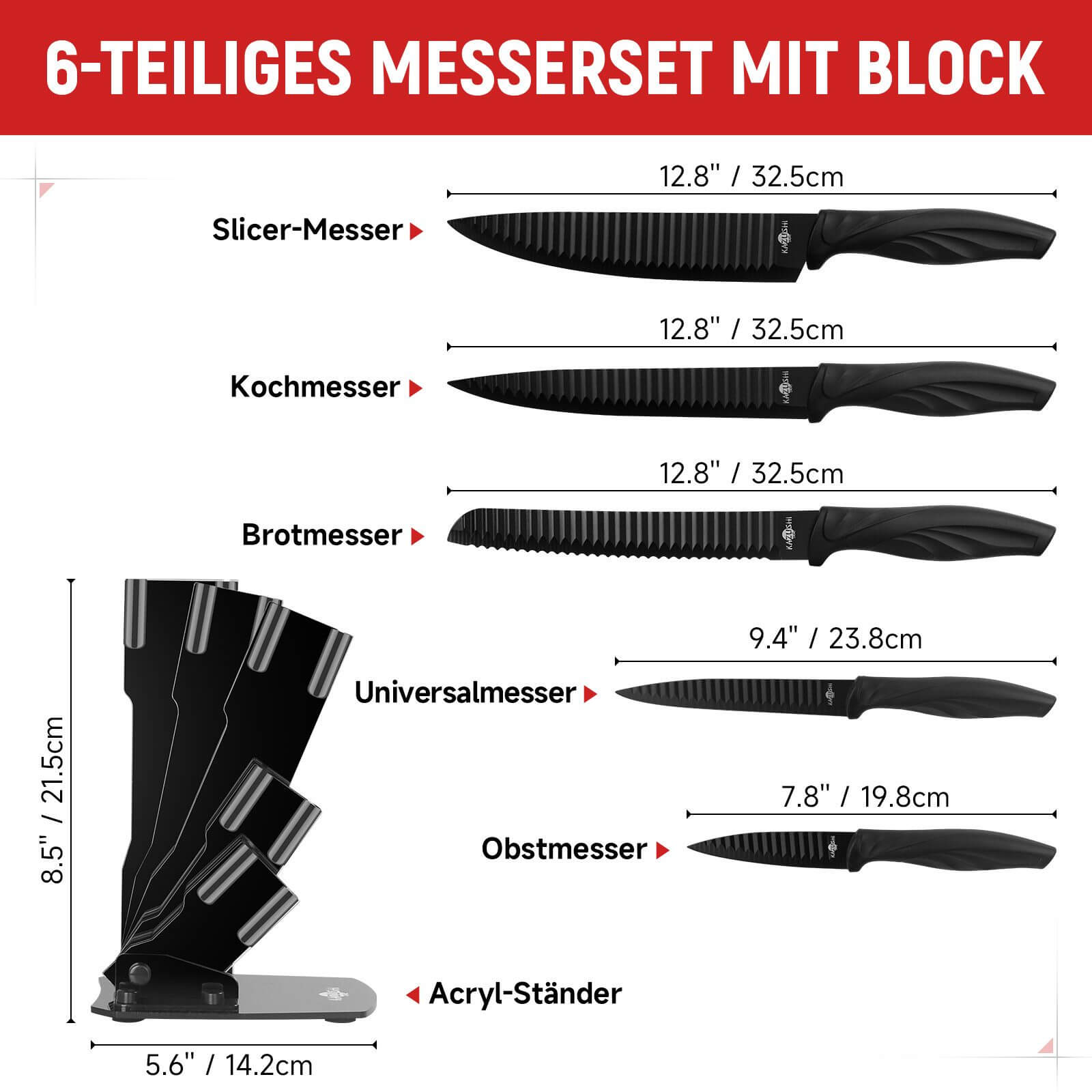 Messer Set für jede Küche – Ideal für Gemüse, Fleisch und Brot.
