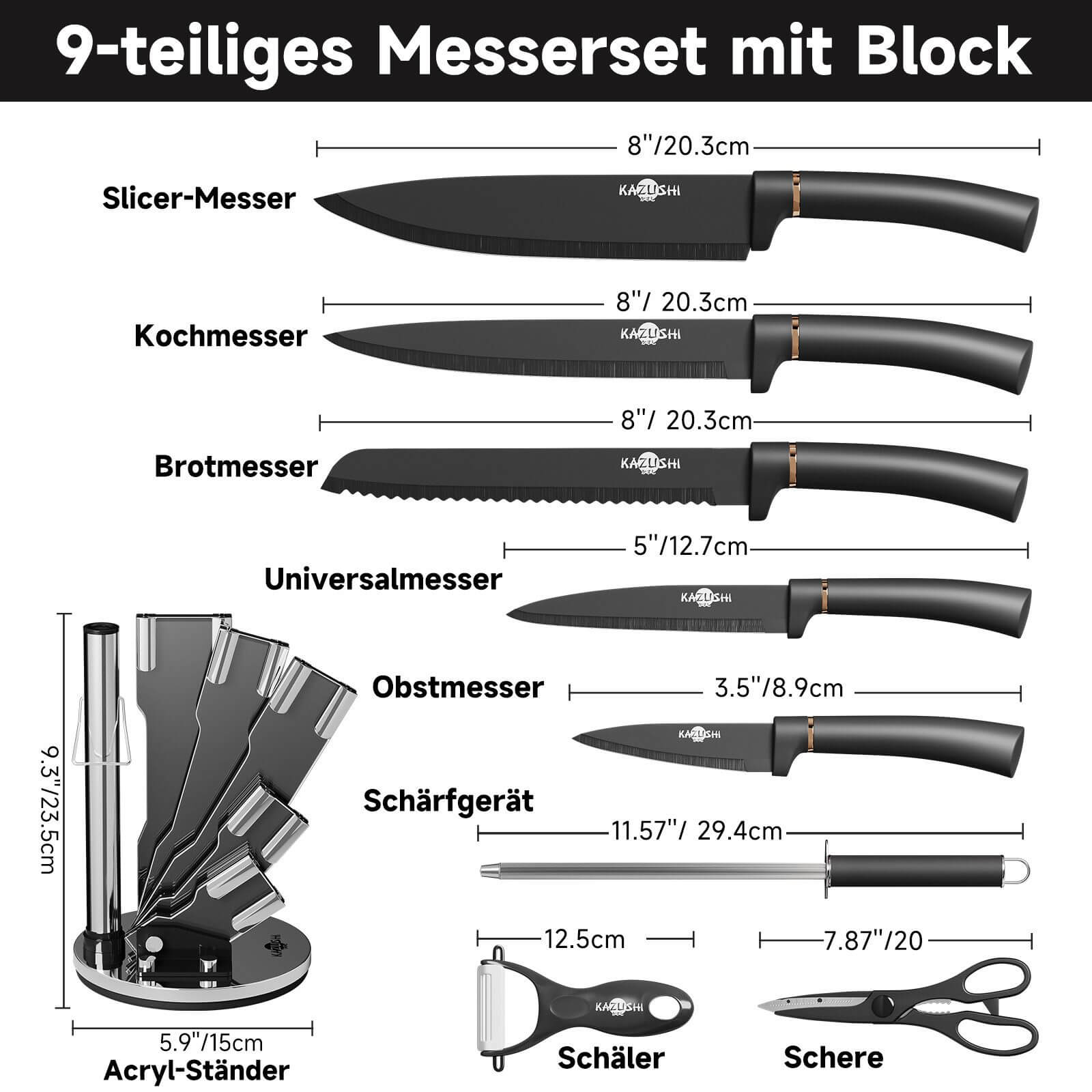 Ergonomisches Messer Set aus rostfreiem Stahl – Komfortables Schneiden für Zuhause oder Profis
