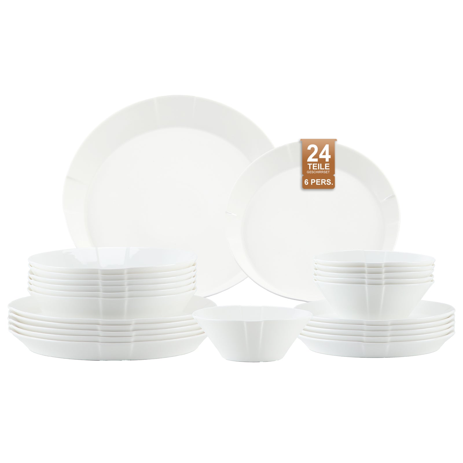 Elegantes 24-teiliges Keramik-Kombiservice für 6 Personen – stilvoll, langlebig und alltagstauglich