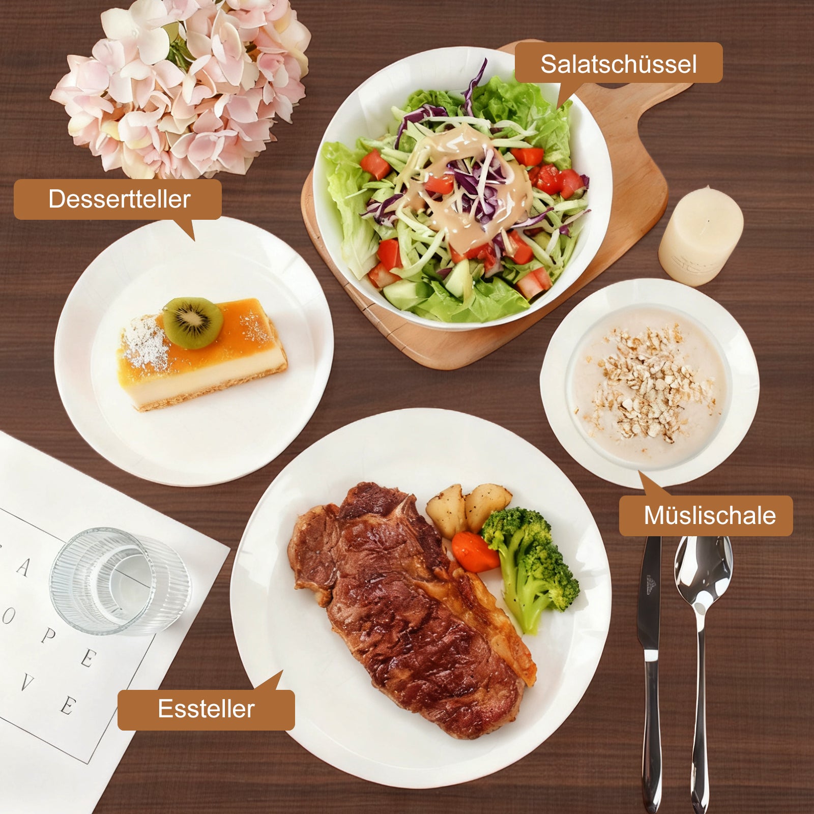 Elegantes 24-teiliges Keramik-Kombiservice für 6 Personen – stilvoll, langlebig und alltagstauglich