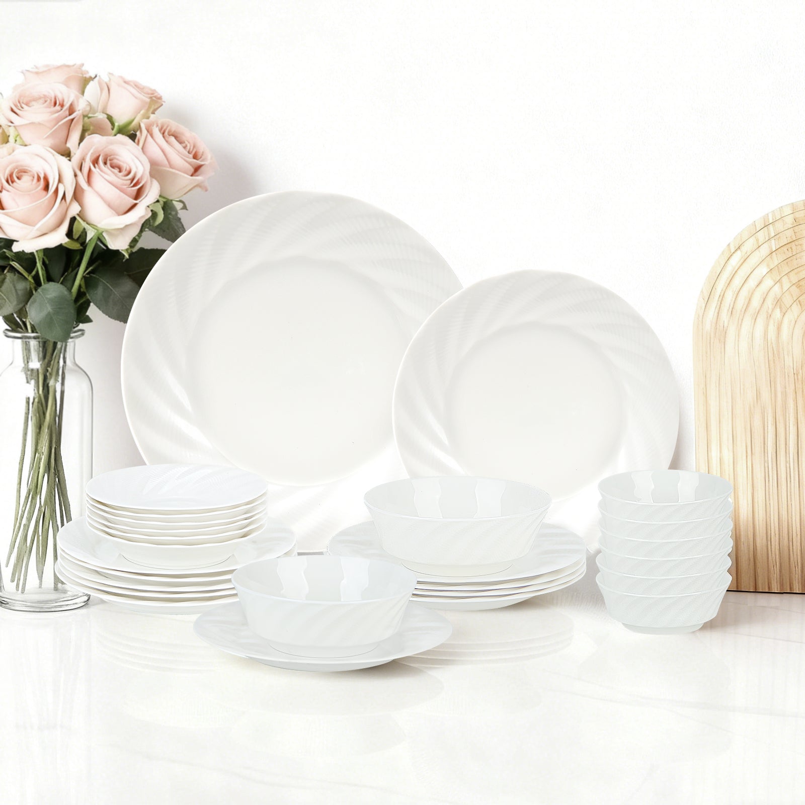 24-teiliges Keramik-Tafelservice für 6 Personen – elegantes, stapelbares Geschirrset