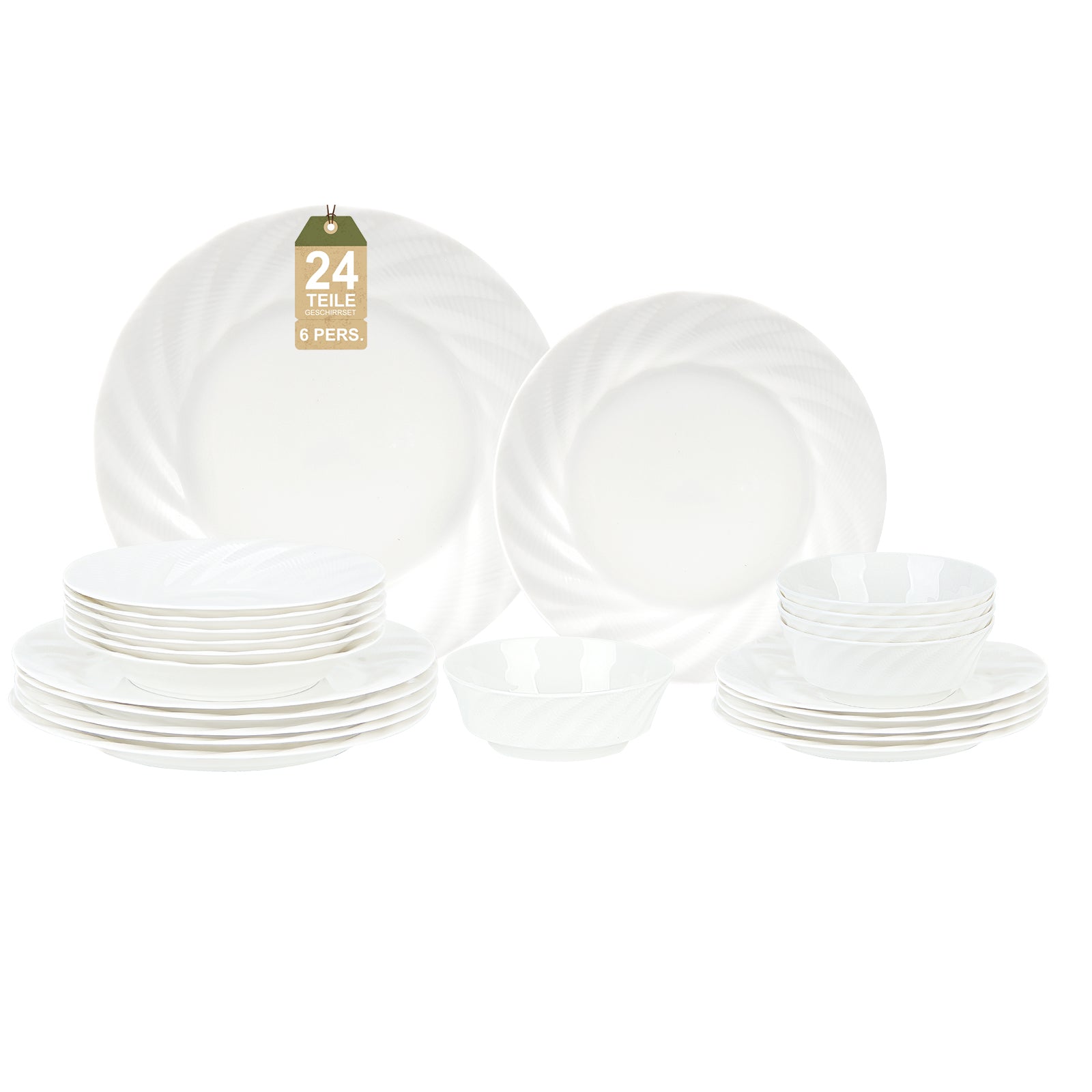 24-teiliges Keramik-Tafelservice für 6 Personen – elegantes, stapelbares Geschirrset
