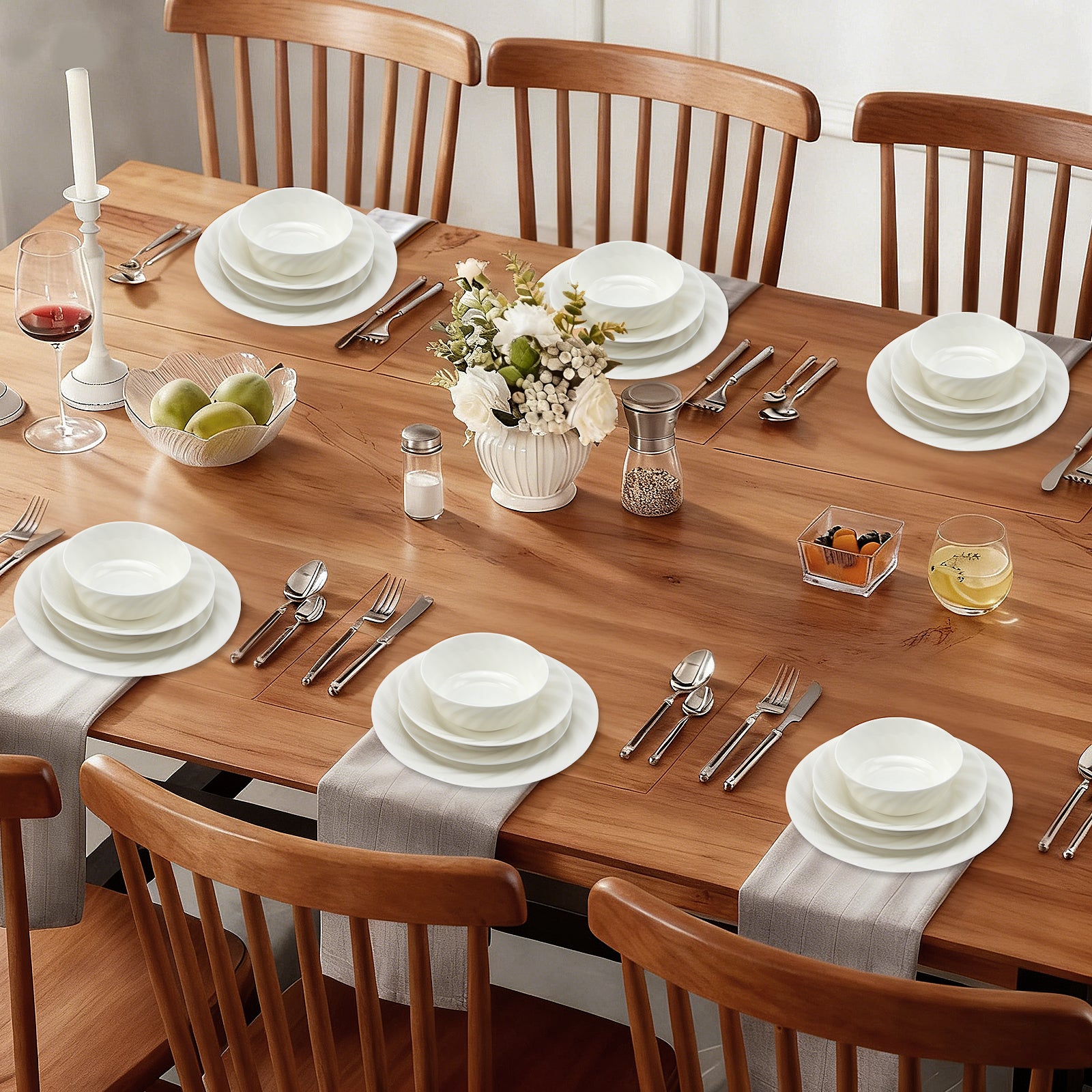 24-teiliges Keramik-Tafelservice für 6 Personen – elegantes, stapelbares Geschirrset