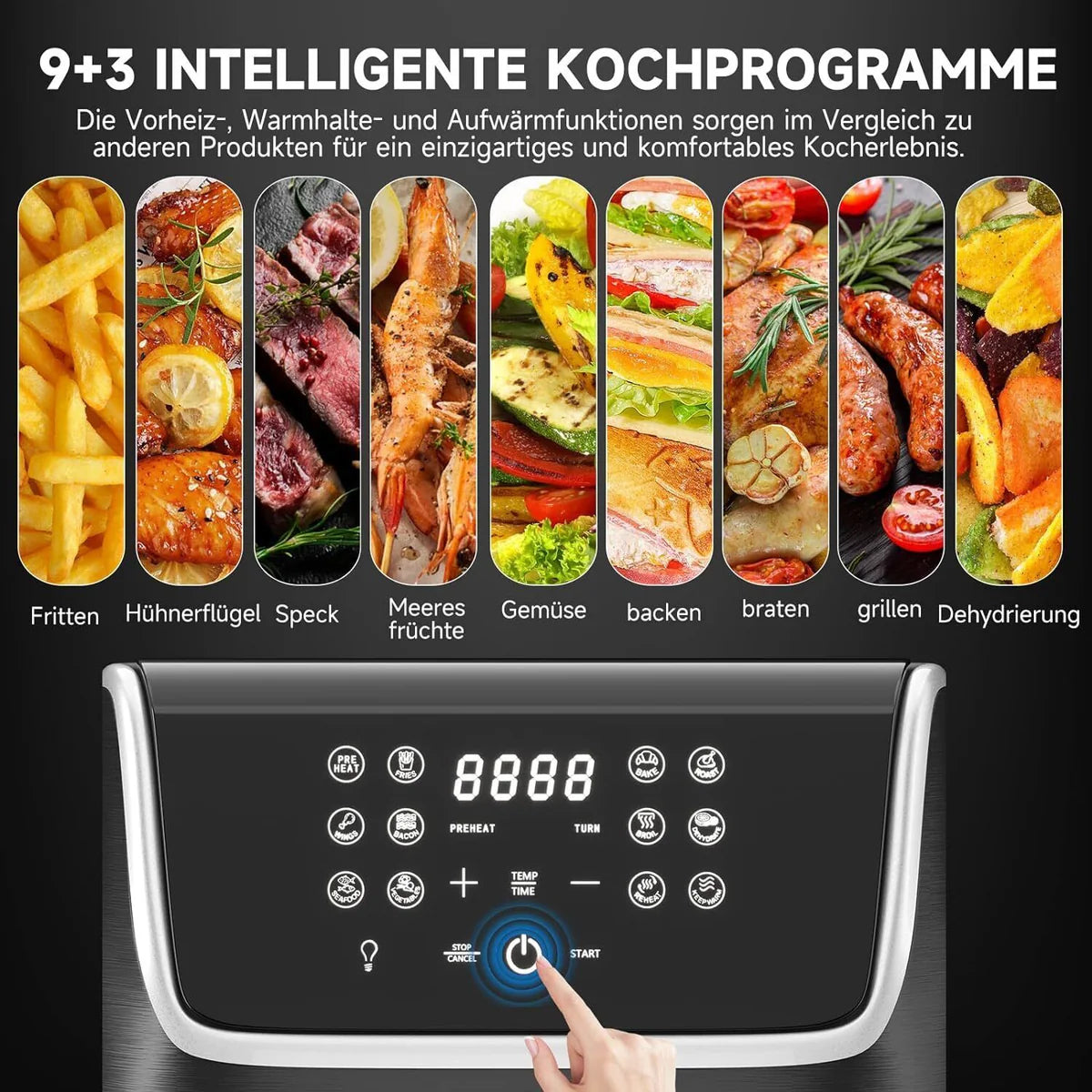 1800 Watt Airfryer Scheffler XXL 5,5L: 12 Programme, Sicherheitsschutz