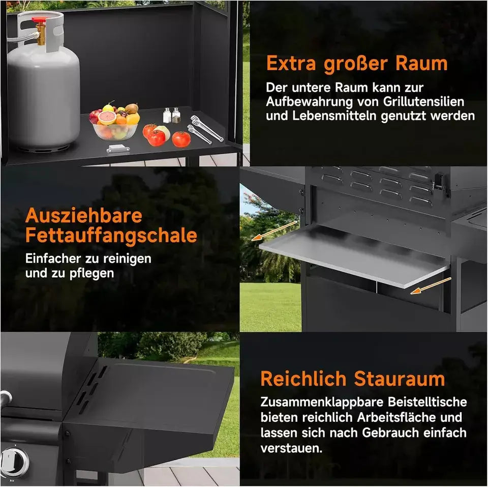 BBQ Grillwagen mit klappbaren Seitenteilen