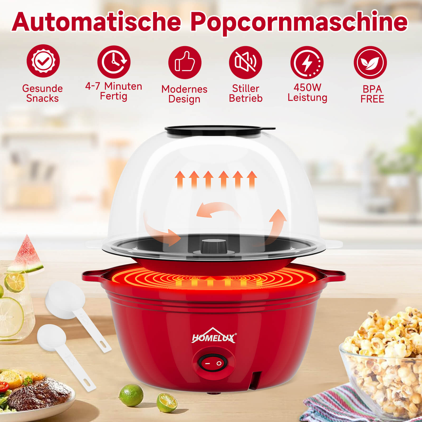 HOMELUX Popcornmaschine – schnell, praktisch, lecker