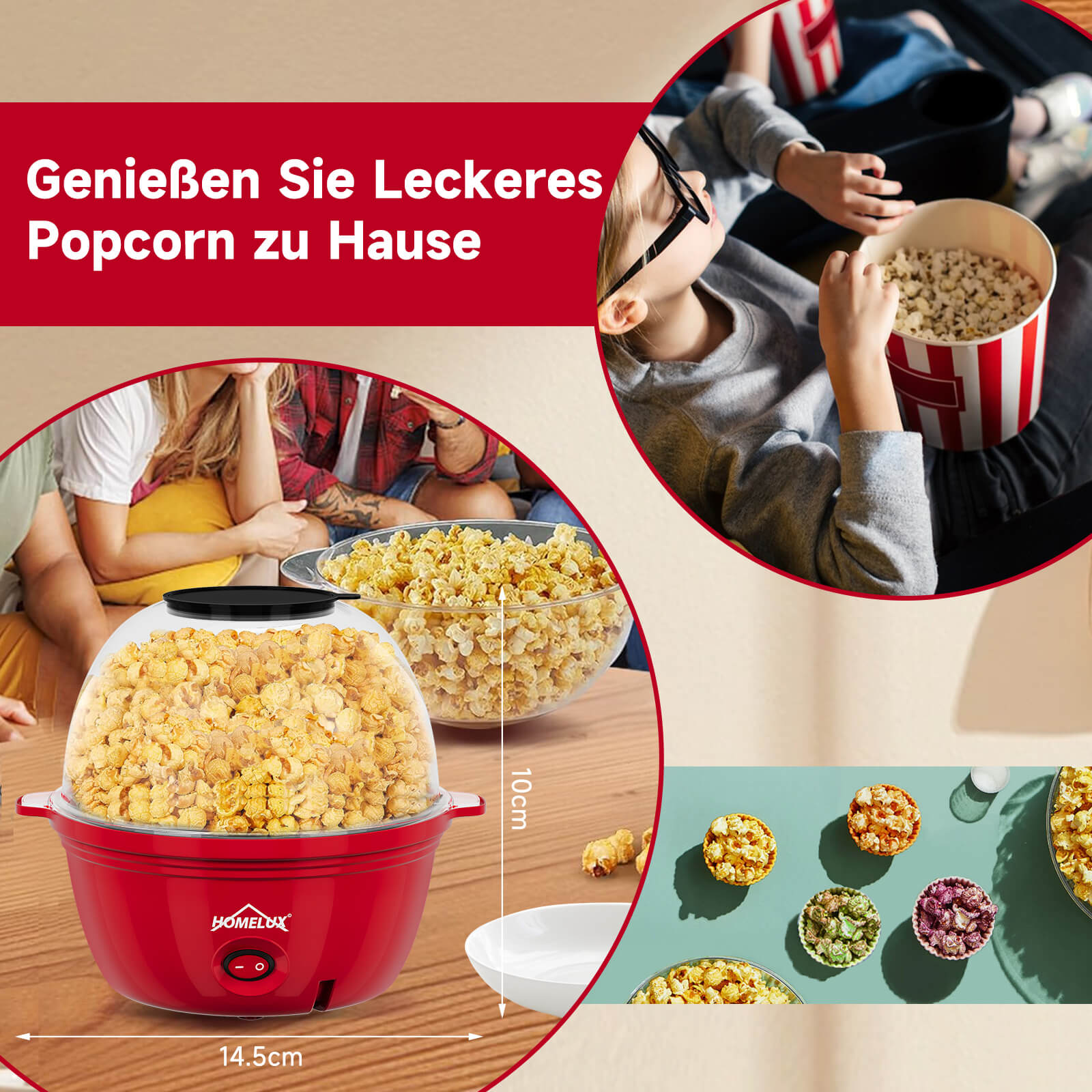 Leicht zu reinigende Popcornmaschine mit Antihaftplatte