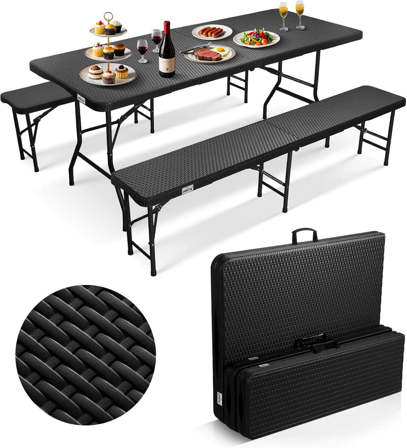 Klappbares Garten-Set mit rutschfesten Füßen