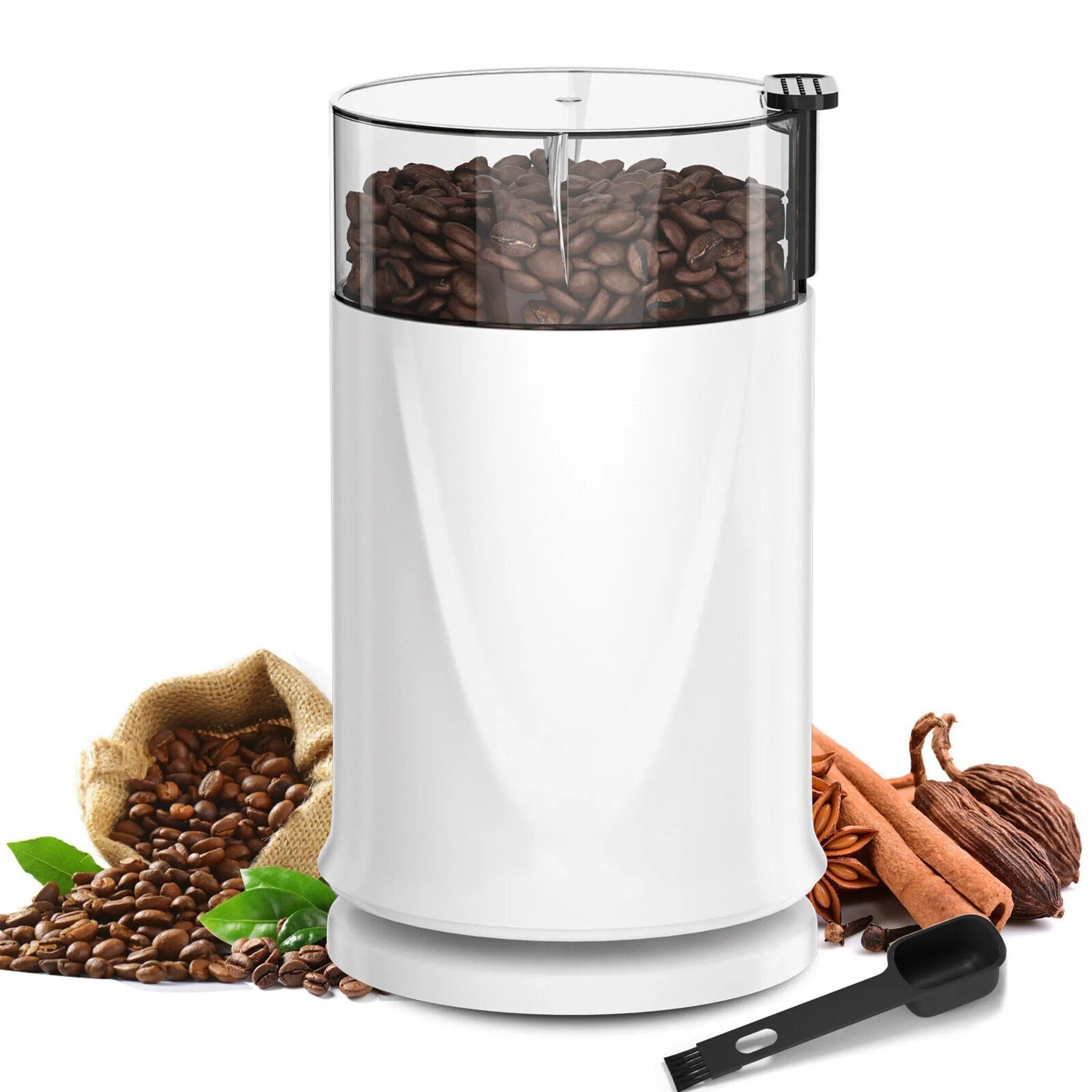 Coffee Grinder 200W Electric Coffee Grinder with 304 Stainless Steel Blade 50g Capacity