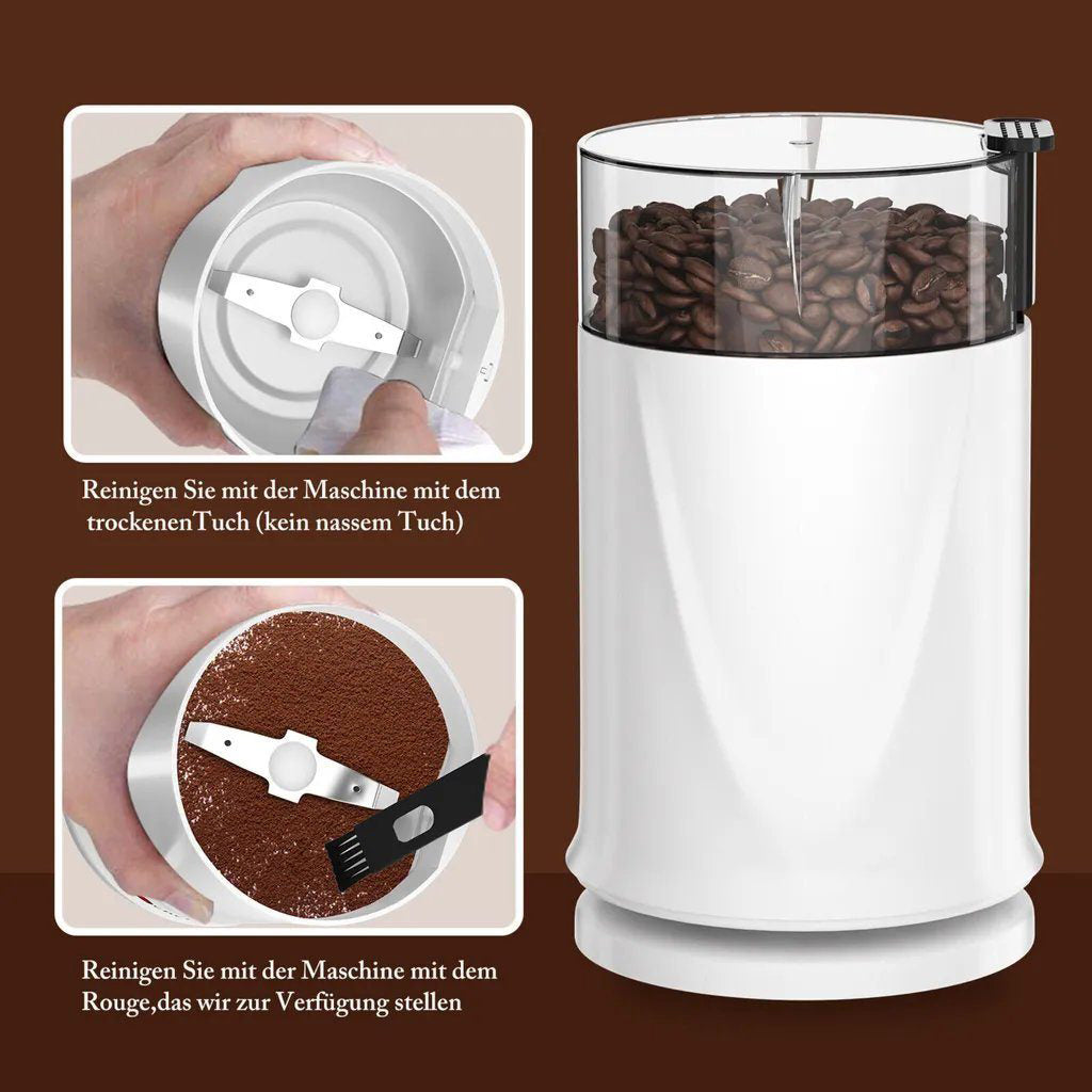 Coffee Grinder 200W Electric Coffee Grinder with 304 Stainless Steel Blade 50g Capacity
