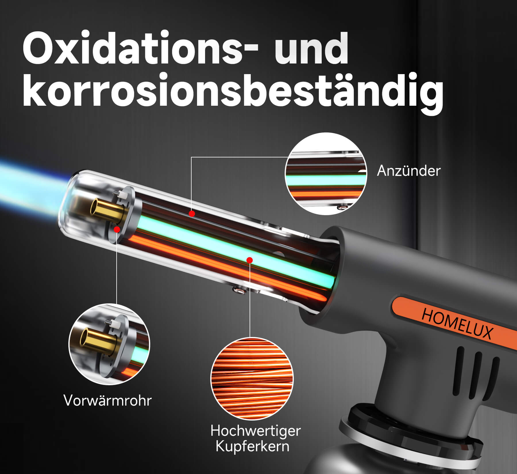 HOMELUX Flambierbrenner für kreatives Kochen und Handwerk