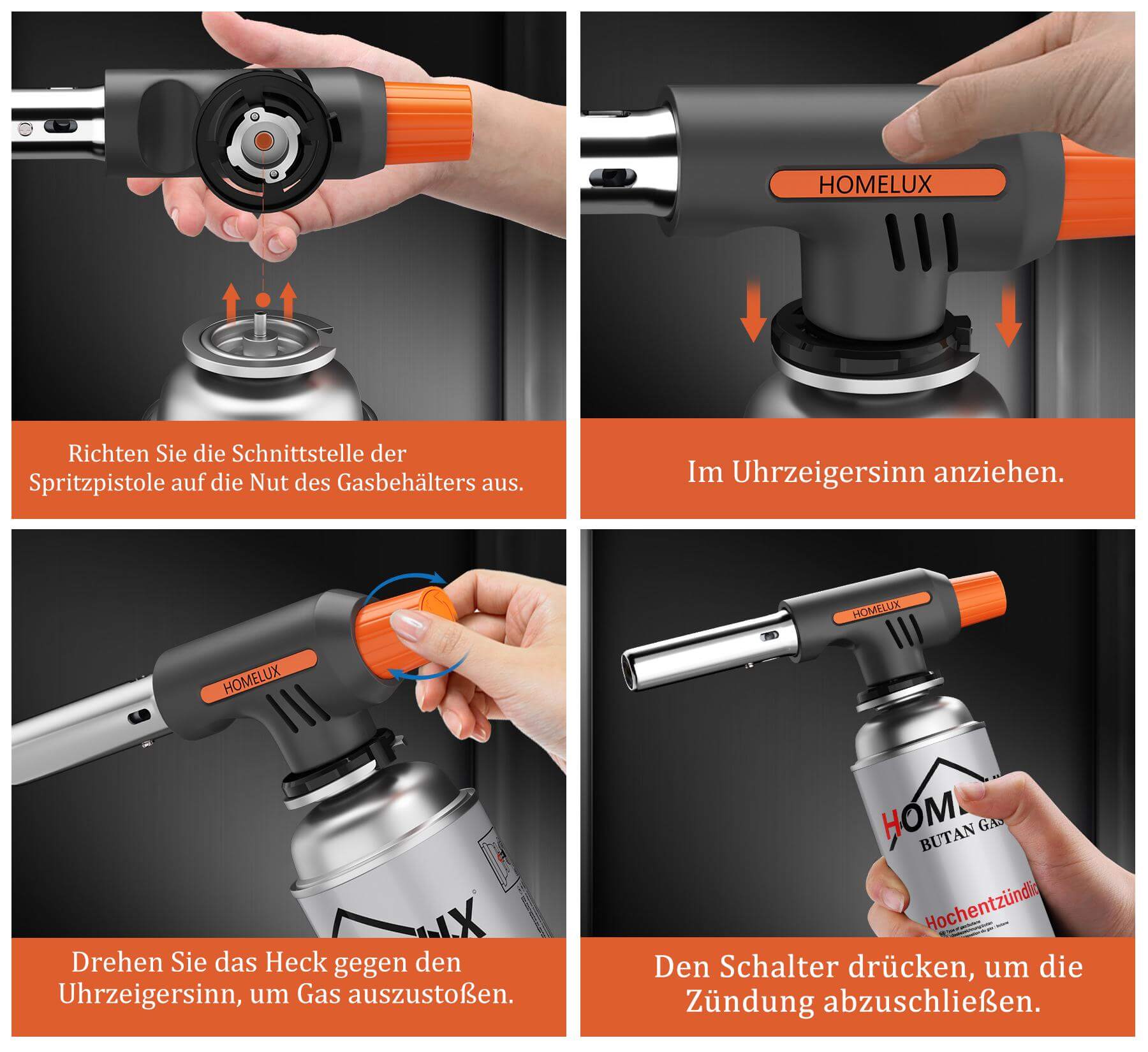 HOMELUX Gasbrenner – zuverlässige Piezo-Zündung für einfache Bedienung