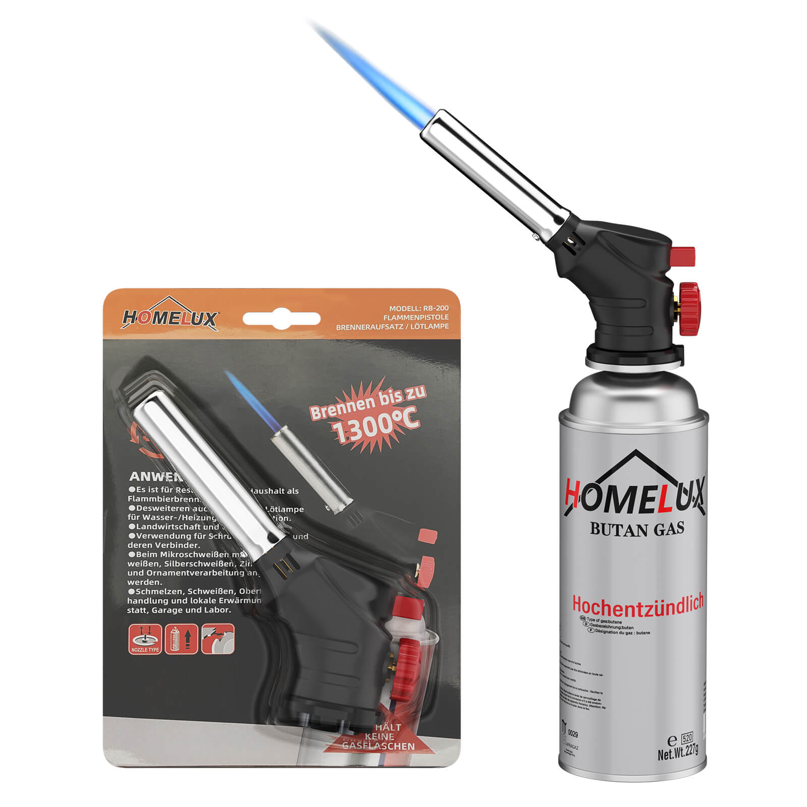 Handlicher Gasbrenner für Hobbyköche und Profis