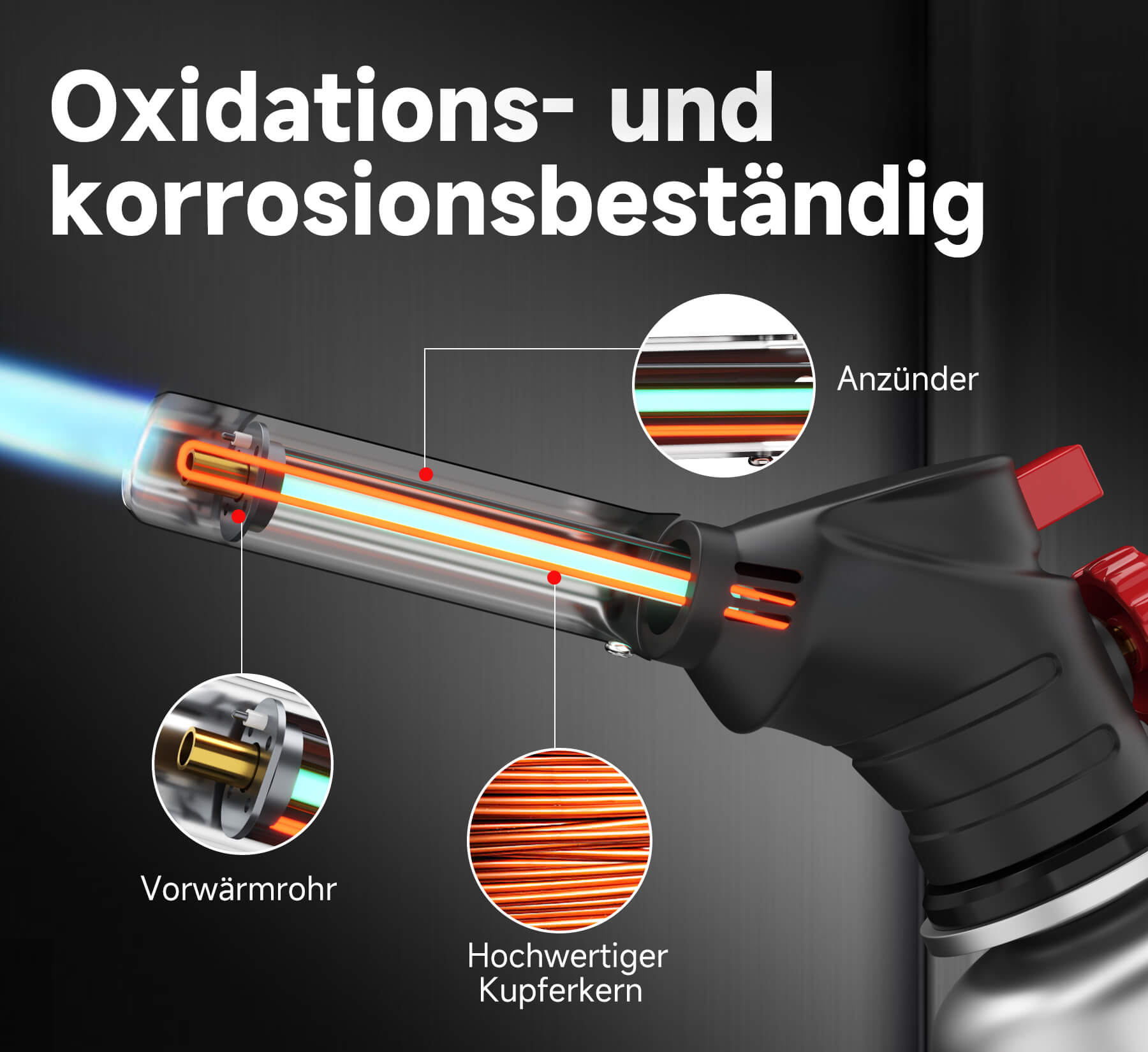 Kompakter, leistungsstarker Küchenbrenner mit sicherem Design
