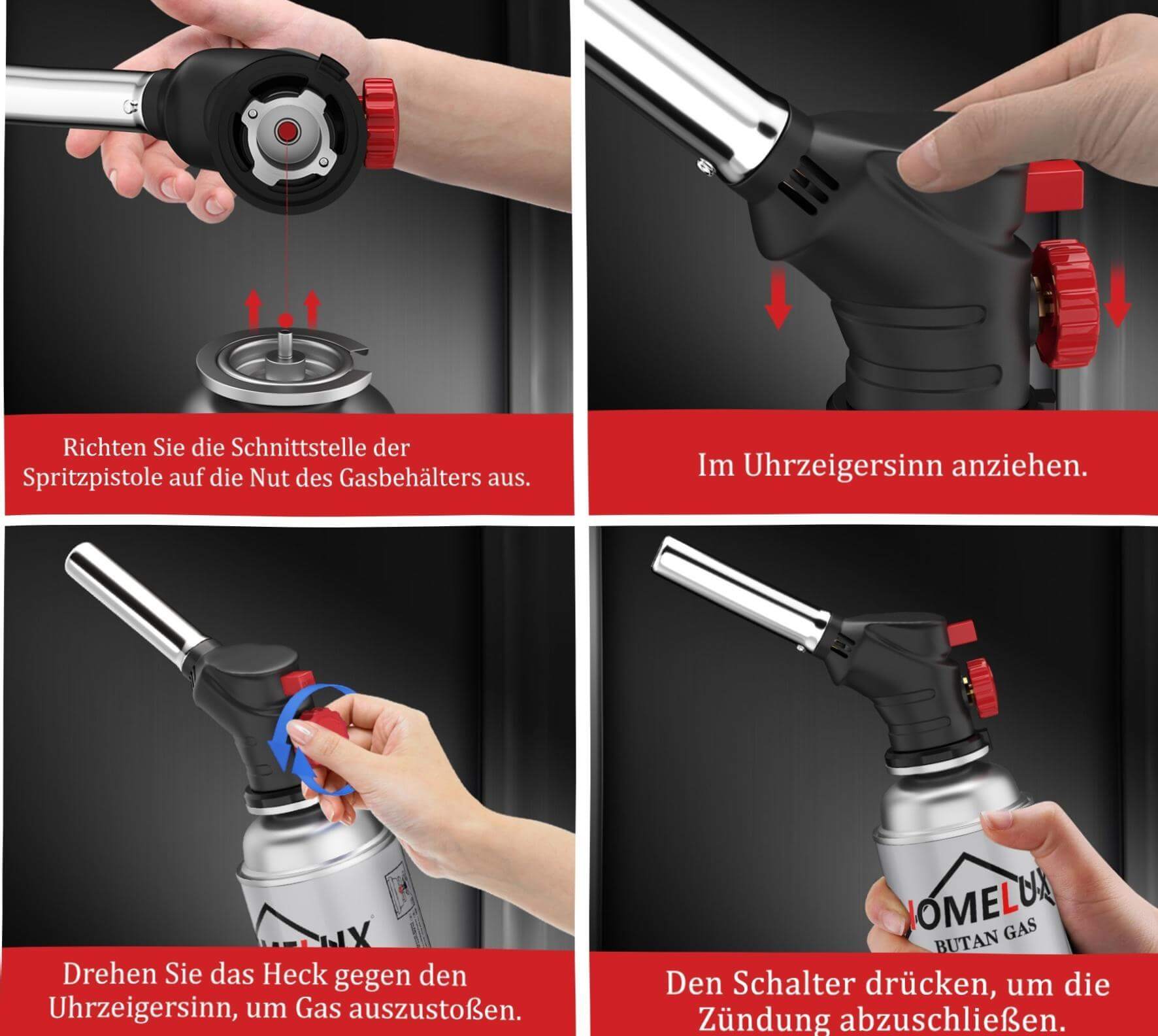 HOMELUX Gasbrenner mit einfacher Handhabung und sicherem Griff