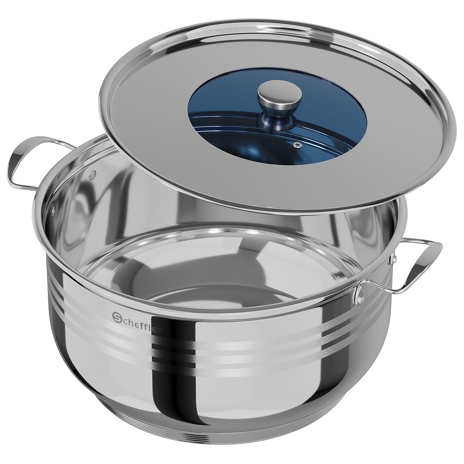 32/36/40 cm Topfset Scheffler Edelstahl Topfset 6-teilig, Kochgeschirr mit Deckel, induktionsgeeignet und passend für alle Herdarten