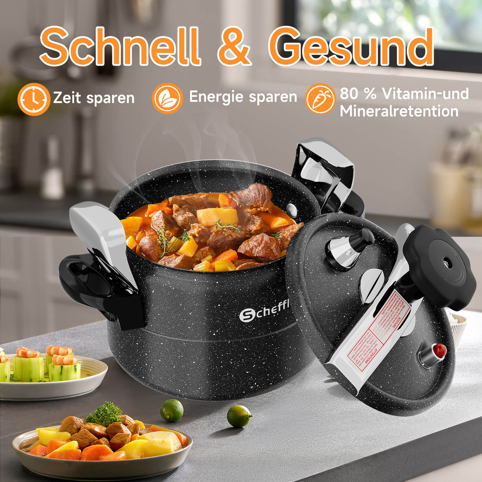 Druckkochtopf mit 3-lagigem Thermodiffusionsboden