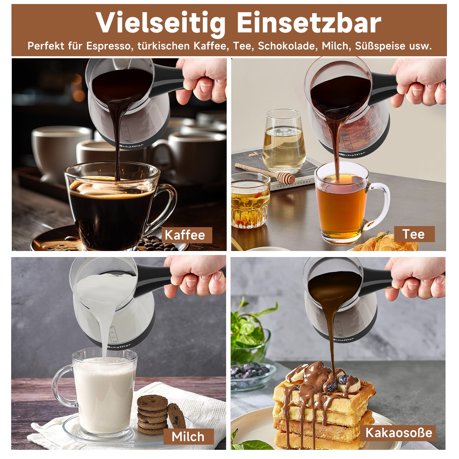 Elektrischer Türkischer Kaffeekocher 600W 0,5L Glas Mokkakocher Espressokocher
