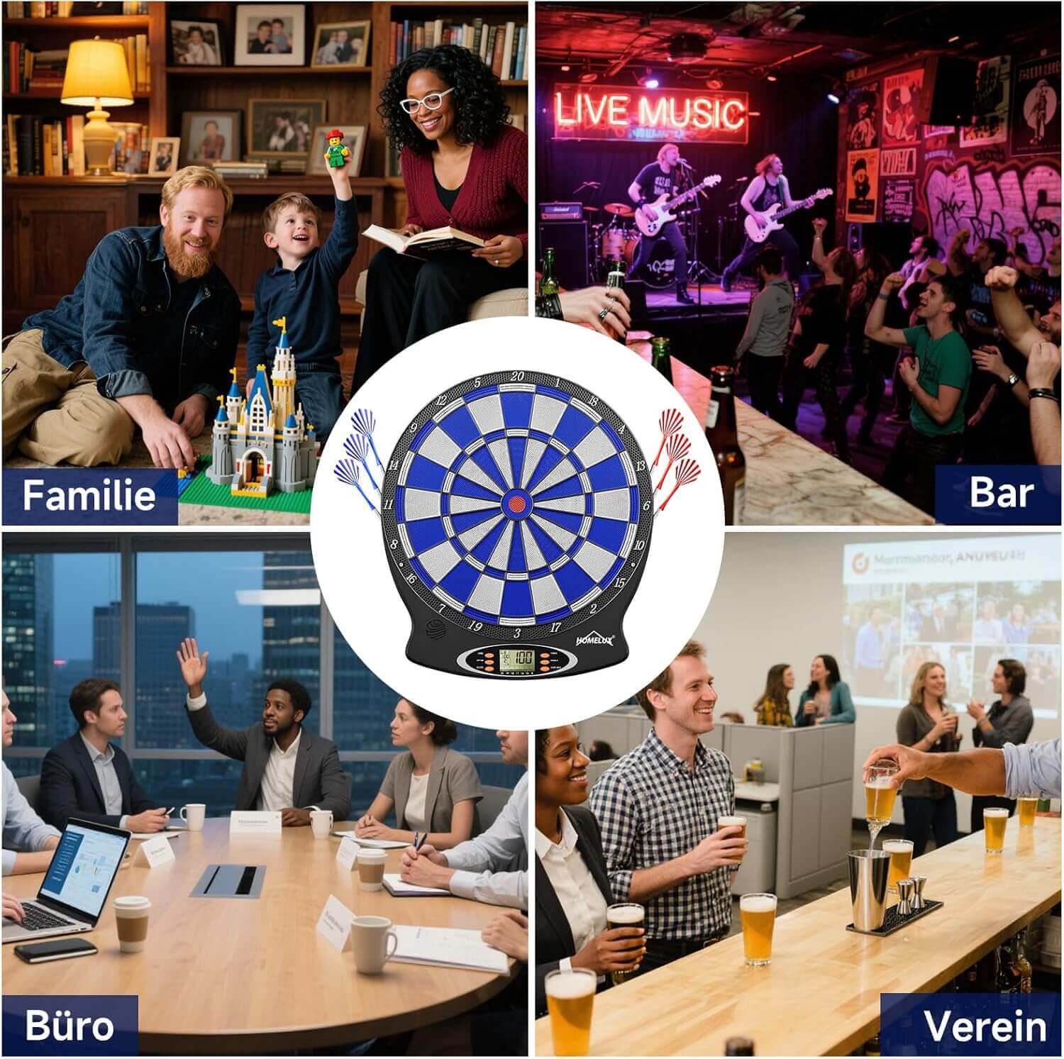 Elektronische Dartscheibe Profi, Elektronisch Dartboard mit 6 Darts + 60 Dartköpfe , innovativer Dartautomat mit 18 Spielen & 159 Variationen