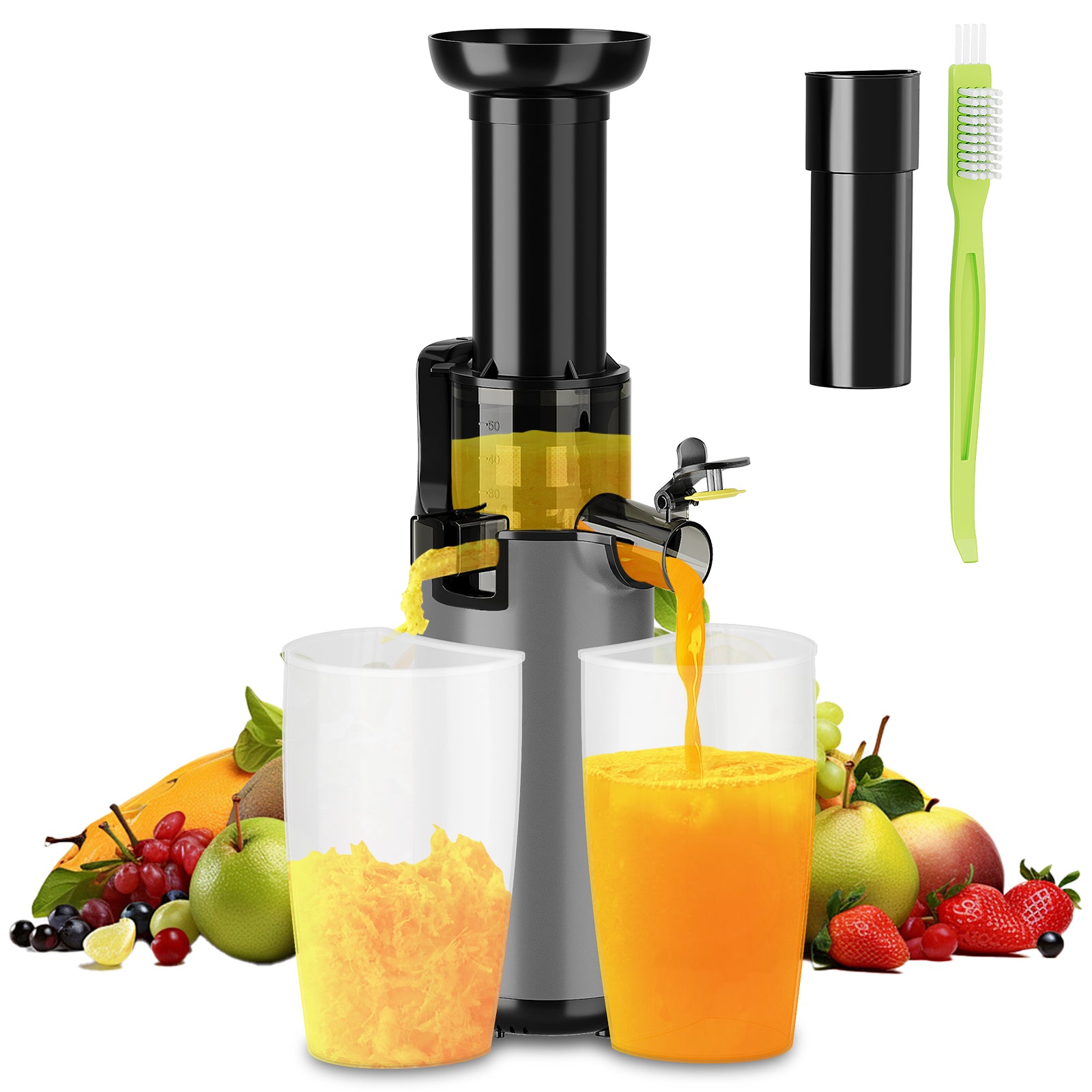 HOMELUX Slow Juicer Kaltpress Entsafter 120W 55 U/min, 85% Saftausbeute, leise 55dB, Kompakt, Leicht zu reinigen, Rückwärtsfunktion