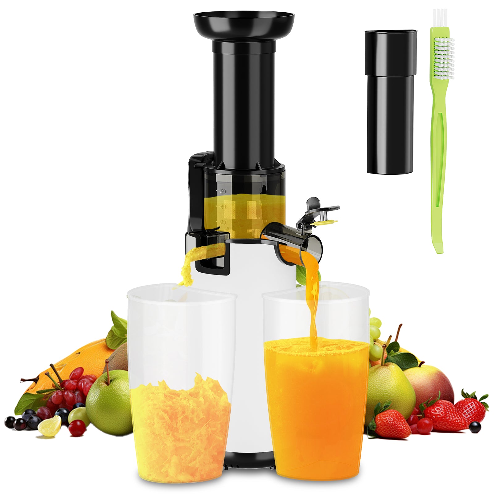 HOMELUX Slow Juicer Kaltpress Entsafter 120W 55 U/min, 85% Saftausbeute, leise 55dB, Kompakt, Leicht zu reinigen, Rückwärtsfunktion