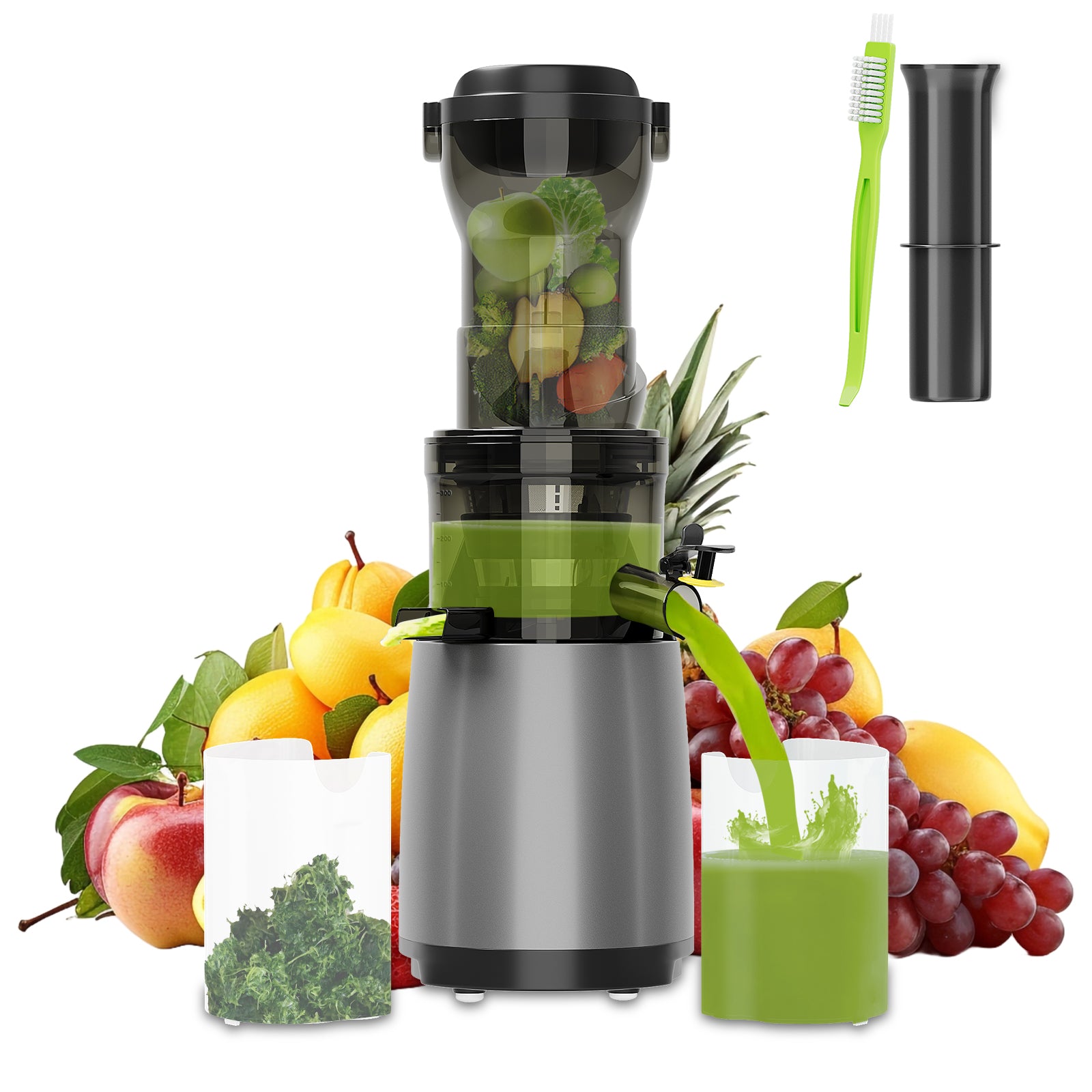 HOMELUX Slow Juicer Entsafter, 140mm XXL Einfüllschacht für ganze Früchte, 150W Kaltpresse Saftpresse, Hohe Saftausbeute