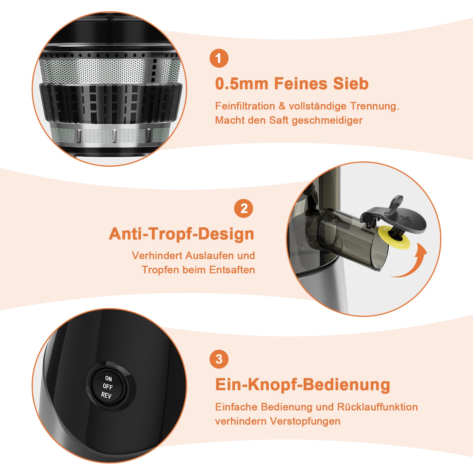 HOMELUX Slow Juicer Entsafter, 140mm XXL Einfüllschacht für ganze Früchte, 150W Kaltpresse Saftpresse, Hohe Saftausbeute