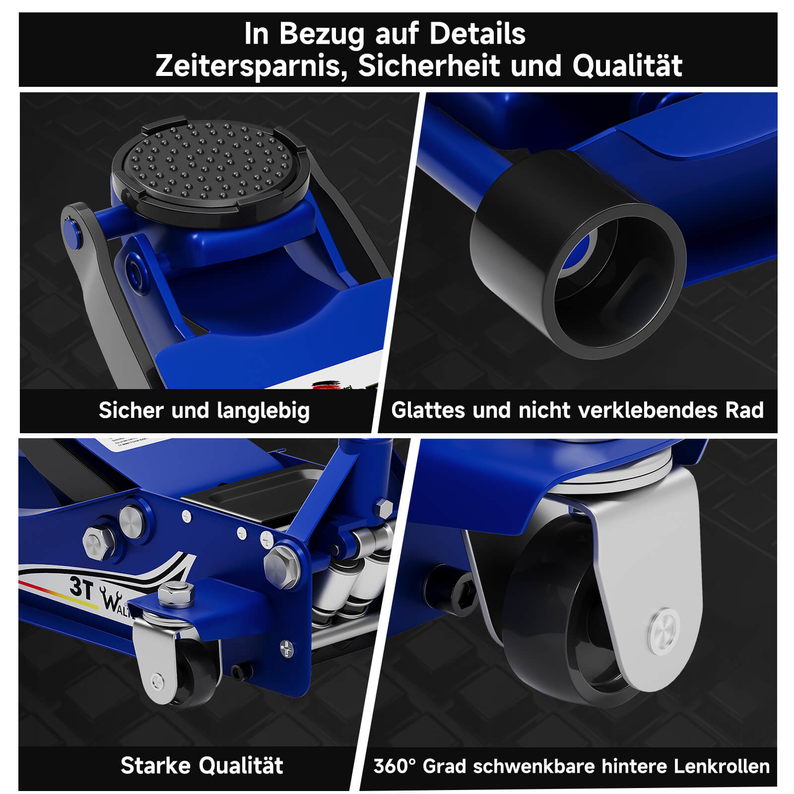 Wagenheber mit flacher Bauweise für niedrige Fahrzeuge