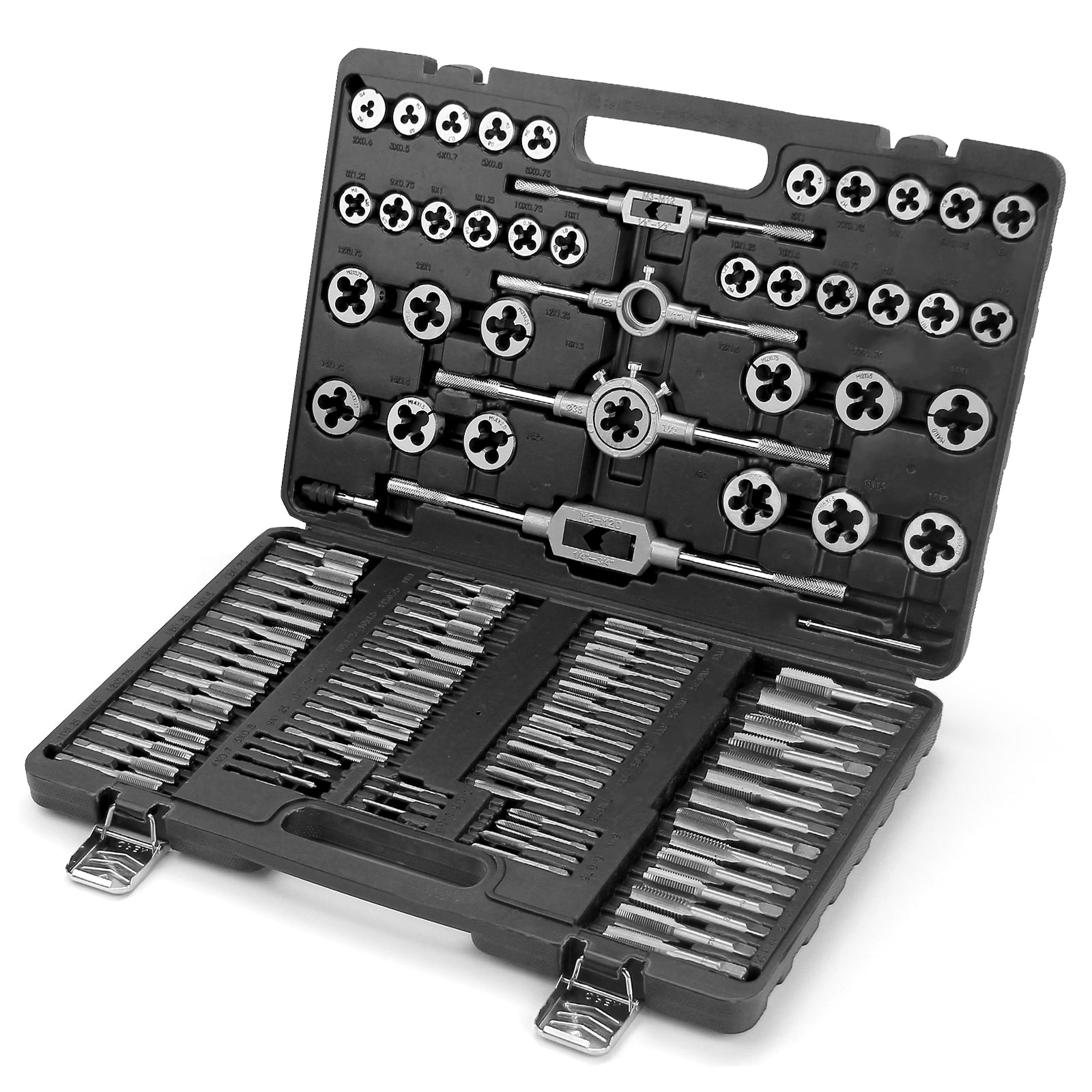 110-teiliges metrisches Gewindeschneid-Set für präzise Innen- und Außengewinde aus gehärtetem Stahl