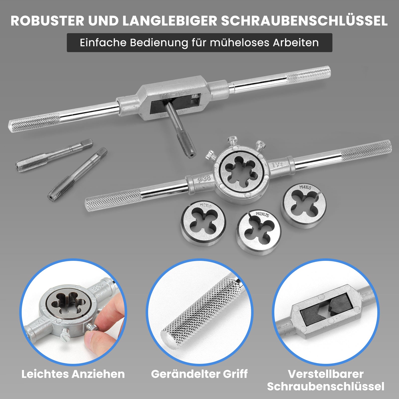 110-teiliges metrisches Gewindeschneid-Set für präzise Innen- und Außengewinde aus gehärtetem Stahl