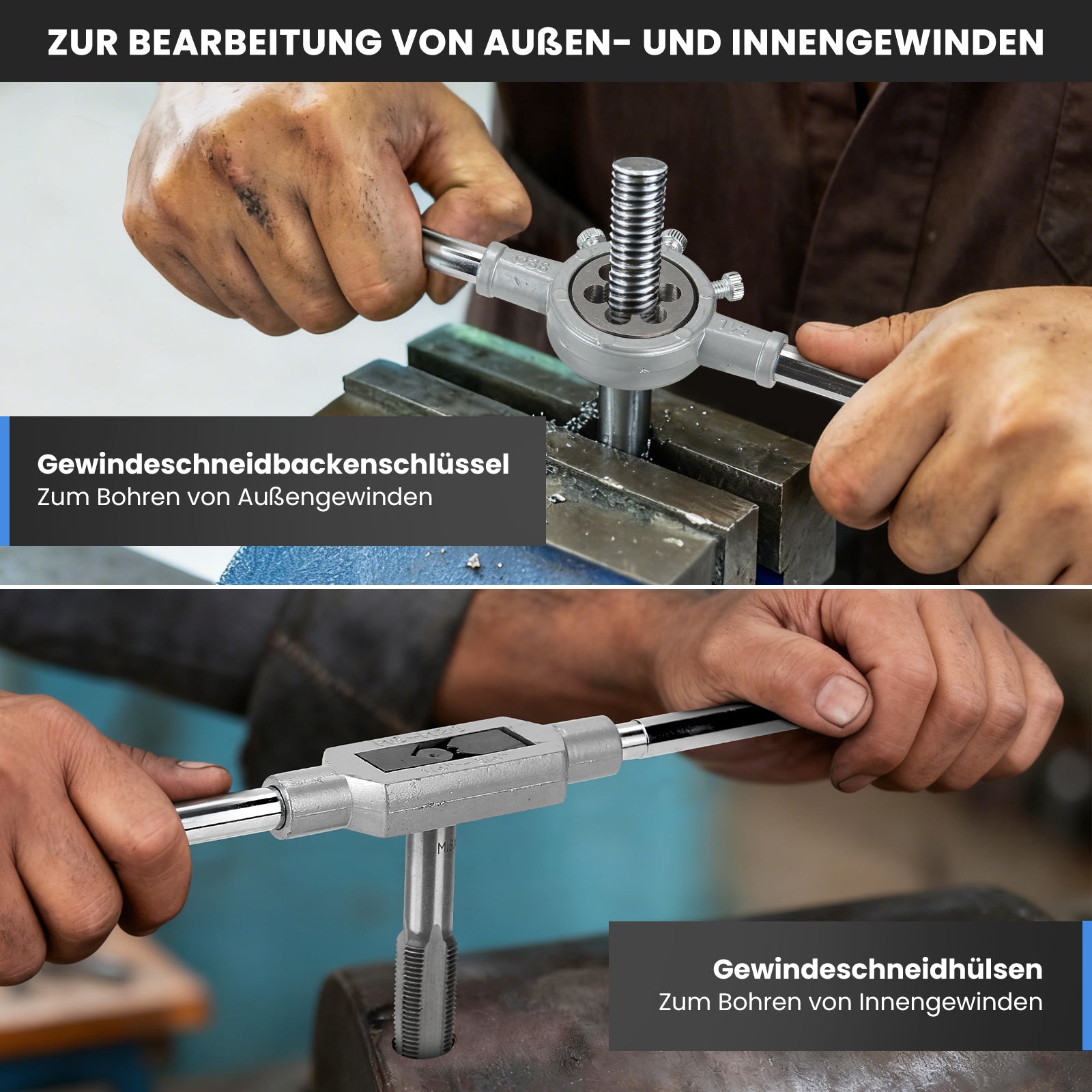 110-teiliges metrisches Gewindeschneid-Set für präzise Innen- und Außengewinde aus gehärtetem Stahl