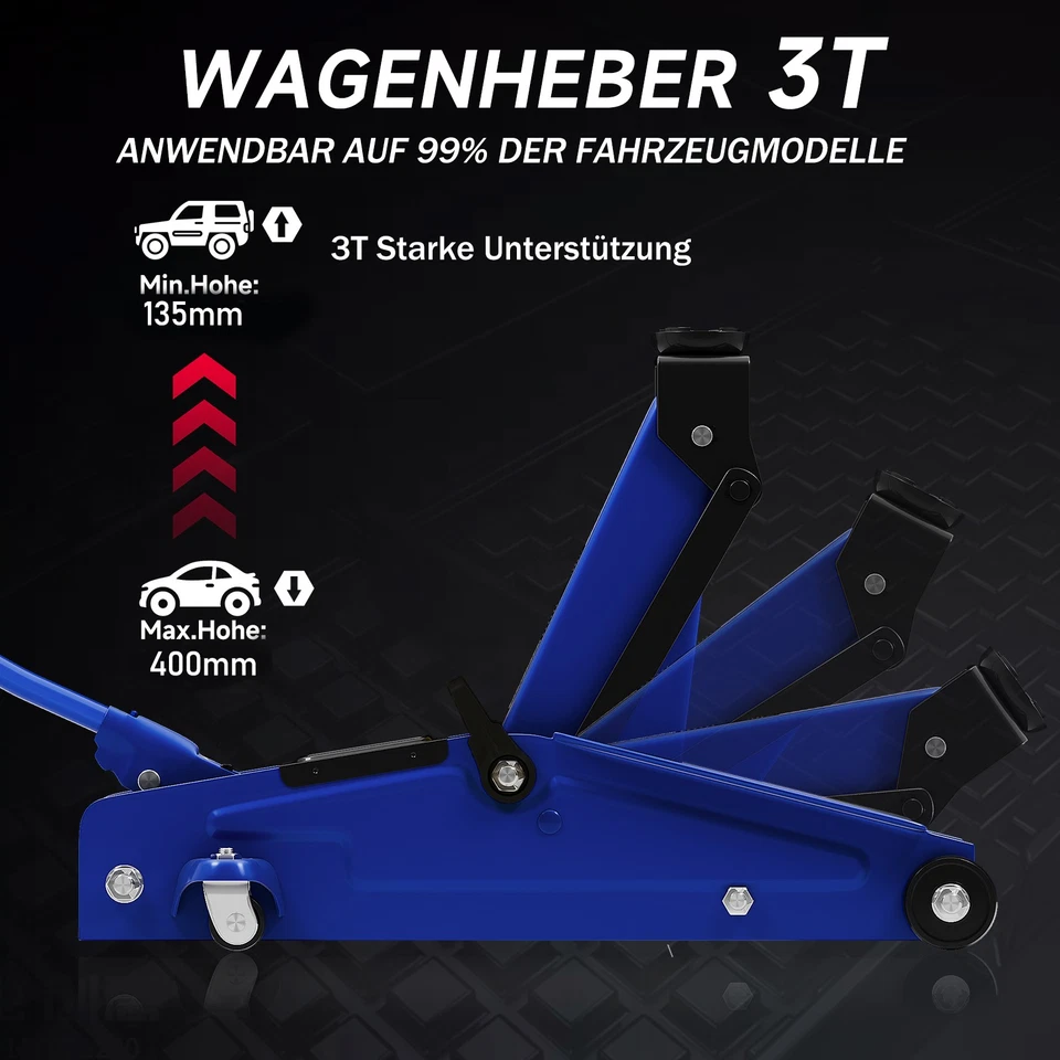 Hydraulischer Wagenheber 3T mit Gummiauflage – Der praktische Helfer in der Werkstatt