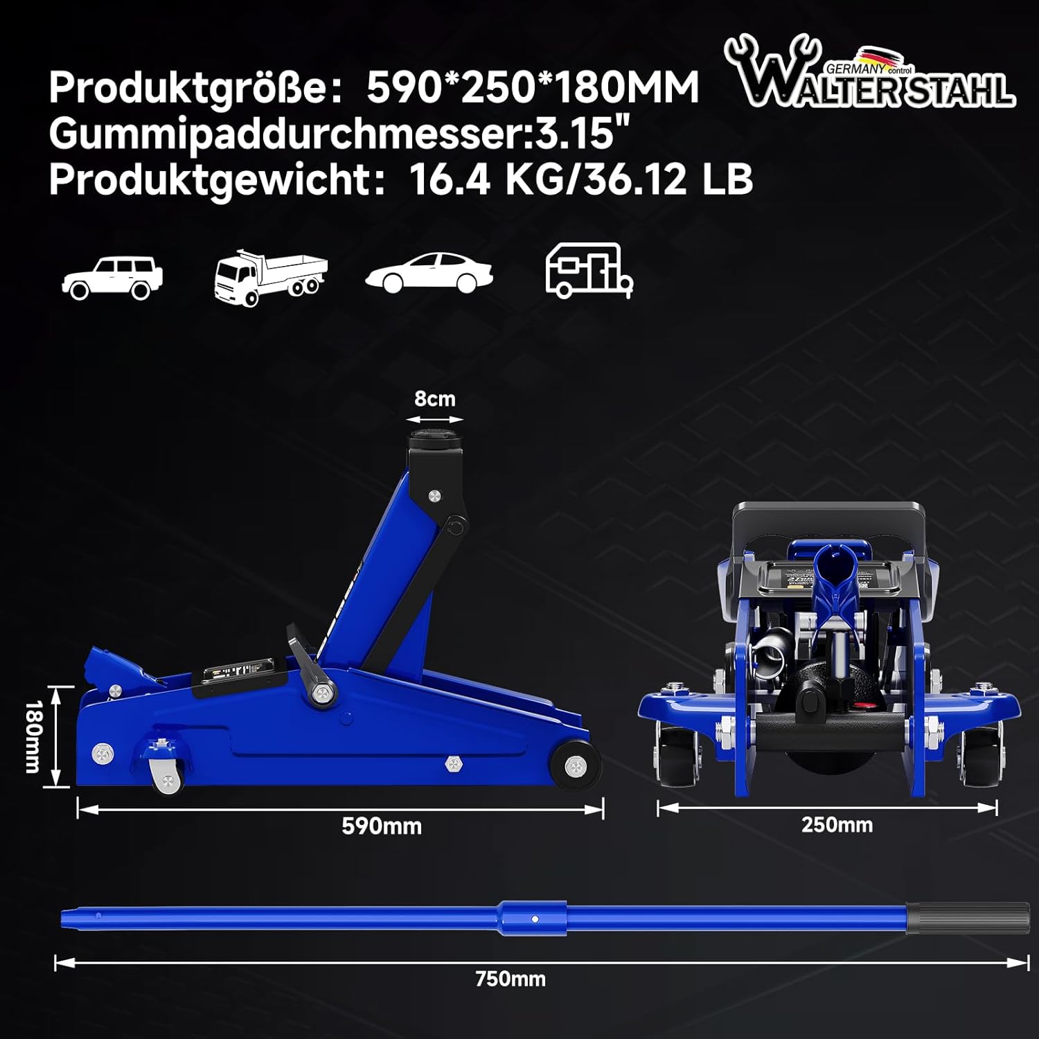 Hydraulischer Wagenheber 3T mit Gummiauflage – Der praktische Helfer in der Werkstatt