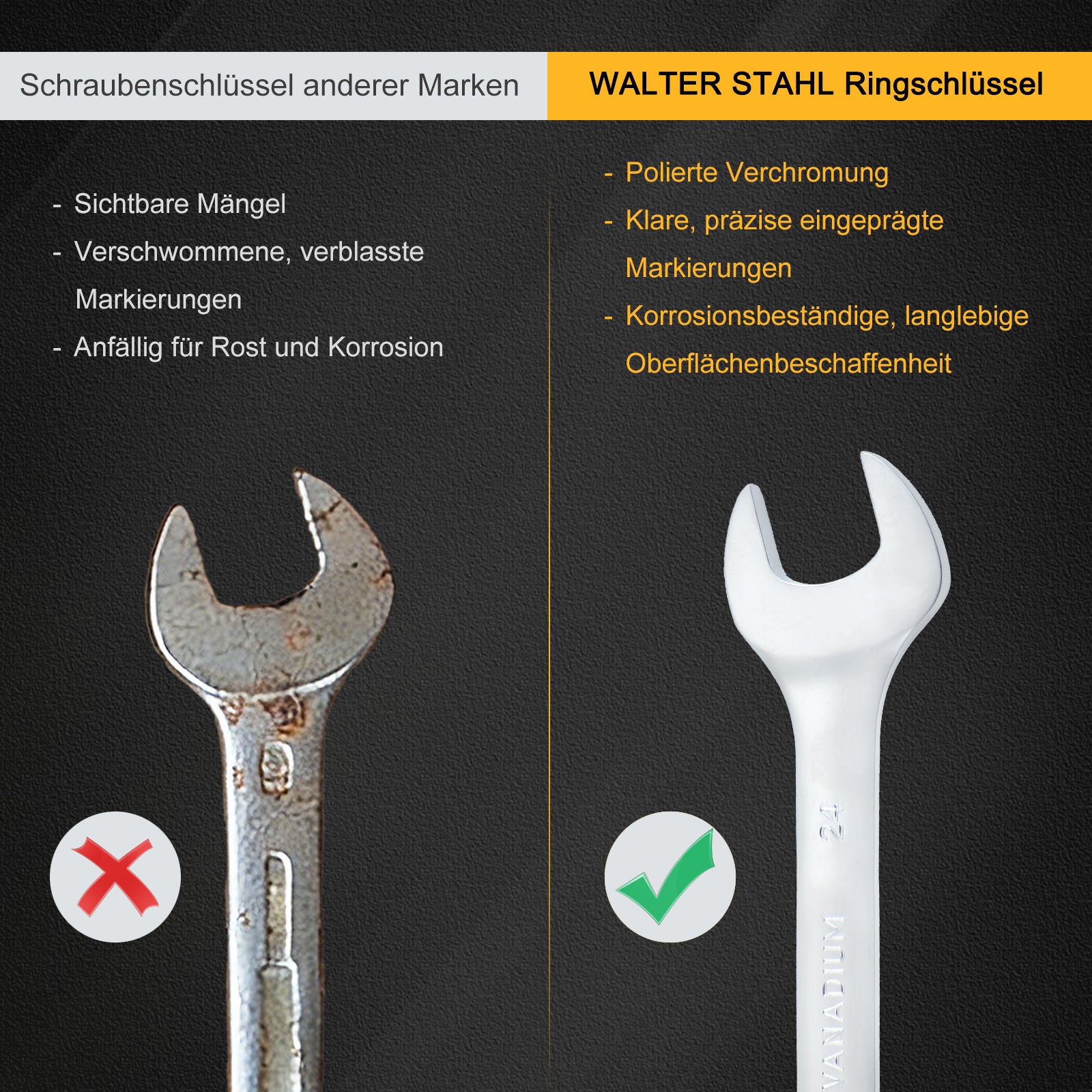 22-teiliges Profi Ringmaul-Ratschenschlüssel-Set aus Chrom-Vanadium-Stahl mit 72-Zahn-Ratsche, metrisch, im stabilen Koffer