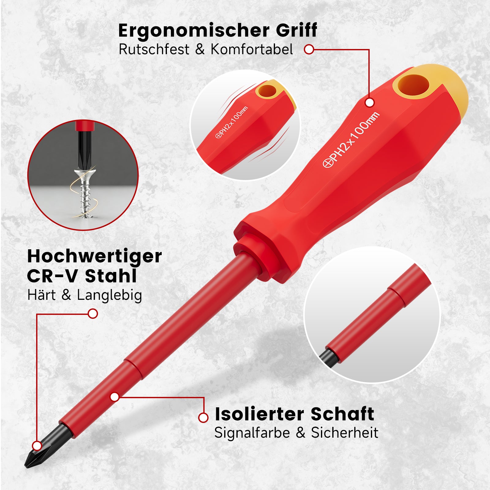 11-teiliges isoliertes Schraubendreher-Set mit magnetischen Spitzen, Chrom-Vanadium-Stahl und stabilem Koffer