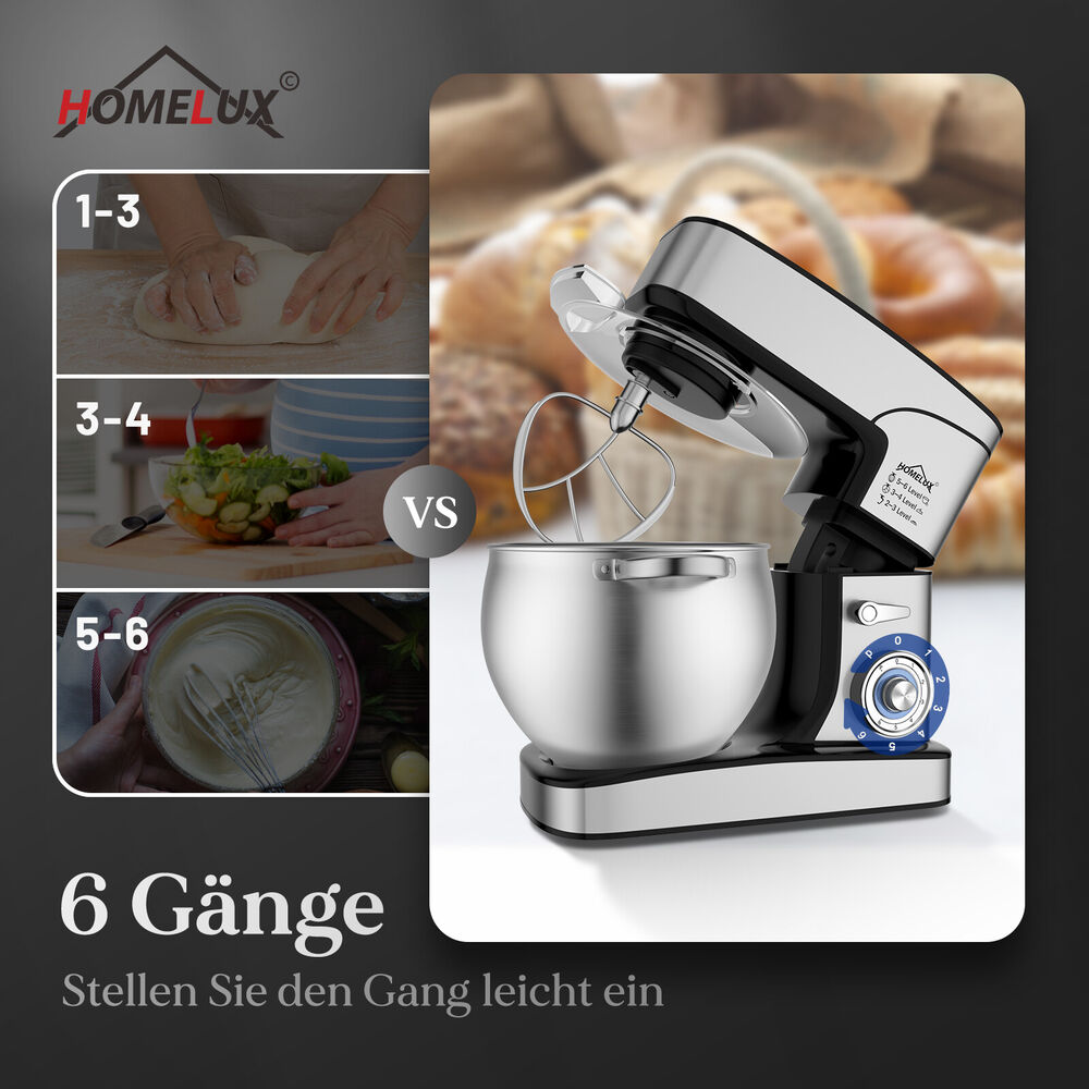 HOMELUX 12L Profi-Standmixer 2500W, Edelstahl, 6 Stufen & leise ≤75dB – Ideal für Großfamilien & Bäcker