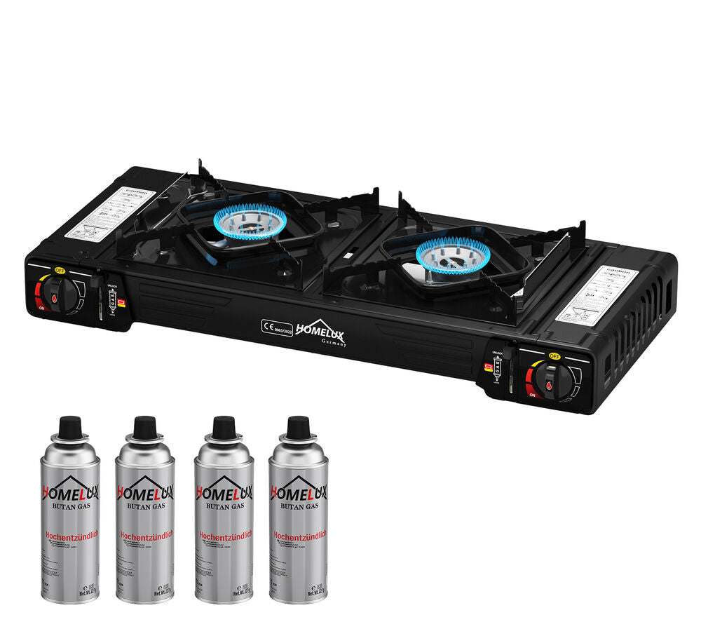 Camping Gaskocher mit hitzebeständigem Edelstahl-Gehäuse