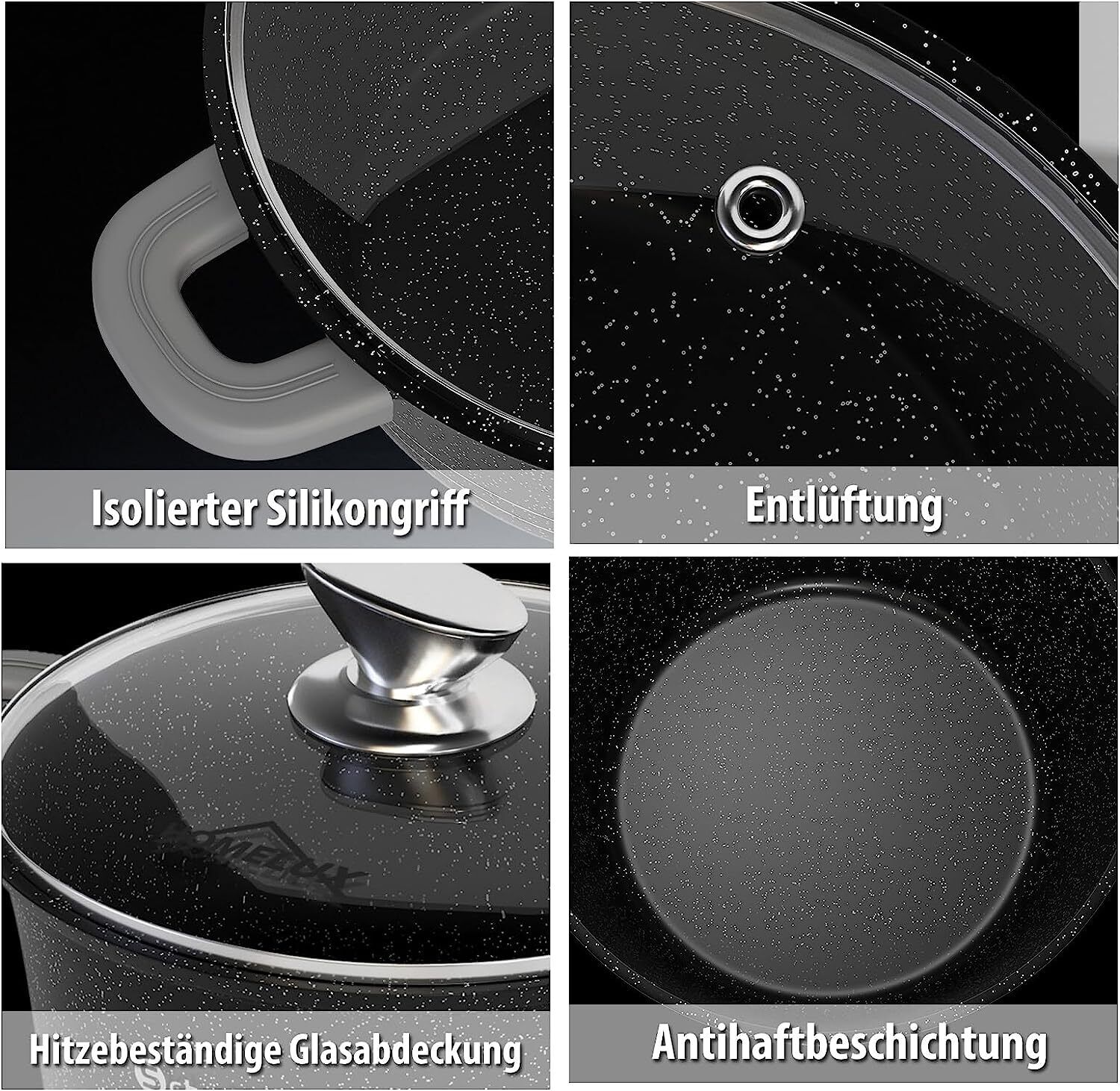 HOMELUX Topfset Induktion mit PFOA-freier Antihaftbeschichtung