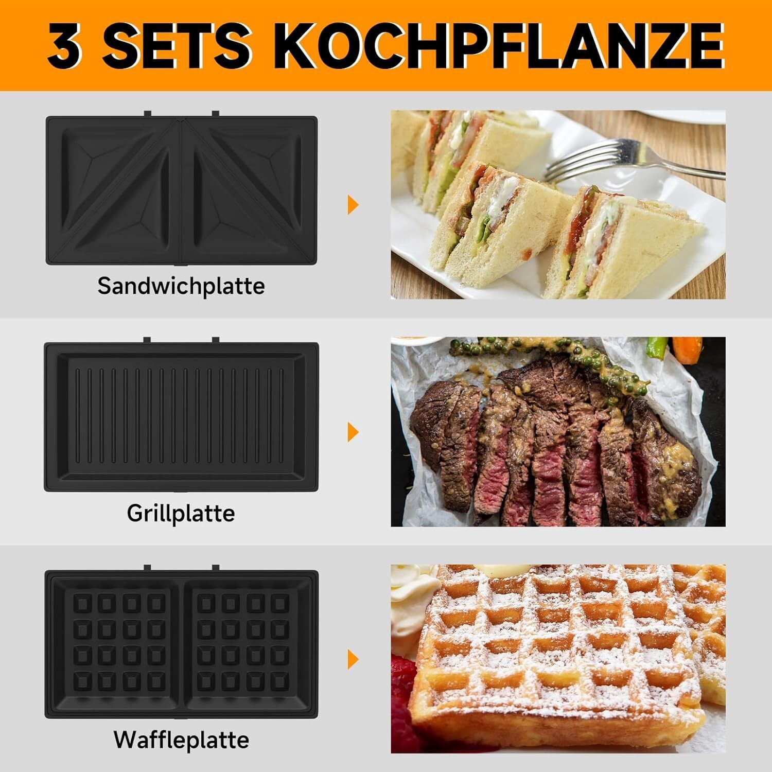 Der perfekte Sandwichmaker für knusprige Waffeln und leckere Sandwiches.