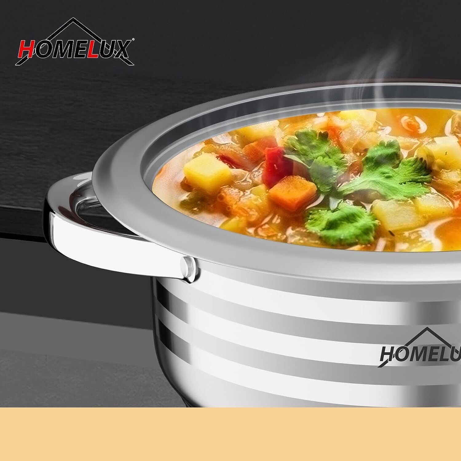 Pot set induction stainless steel cooking pot 10-piece with glass lid for all types of stoves
